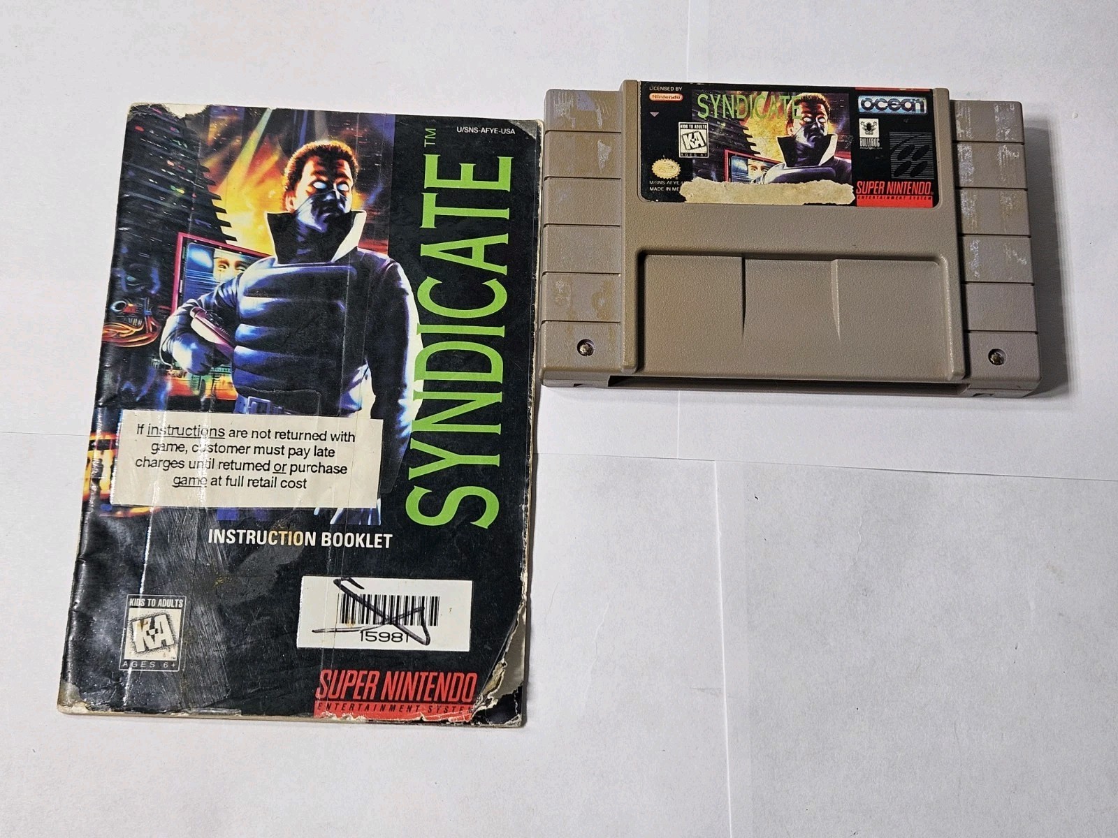 Syndicate (Super Nintendo SNES, 1993) Game Cartridge & Manual Rare – No Box