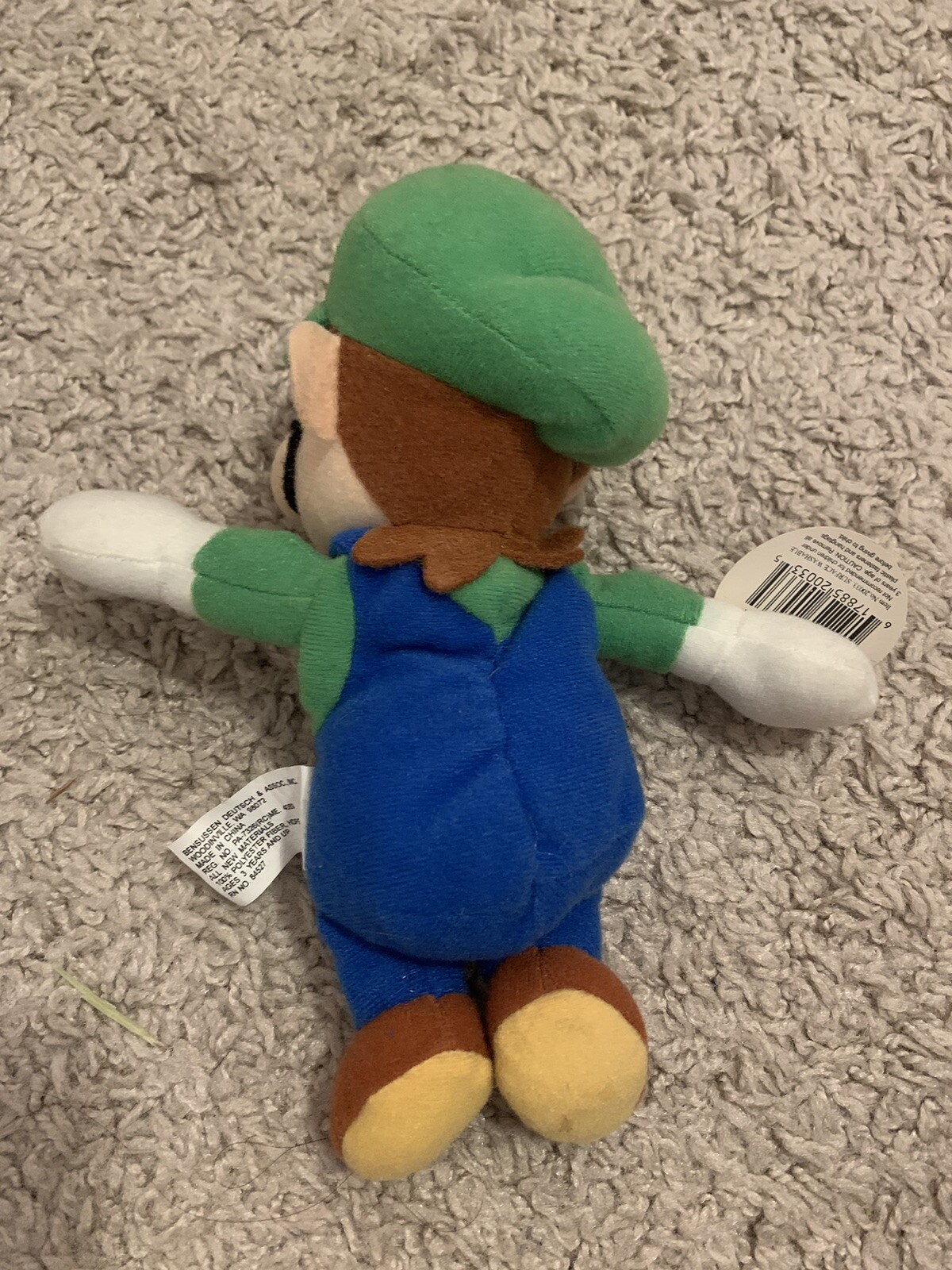 Vintage 1997 BD&A Nintendo Super Mario 64 Luigi Bean Bag Plush Doll Rare w/ Tags