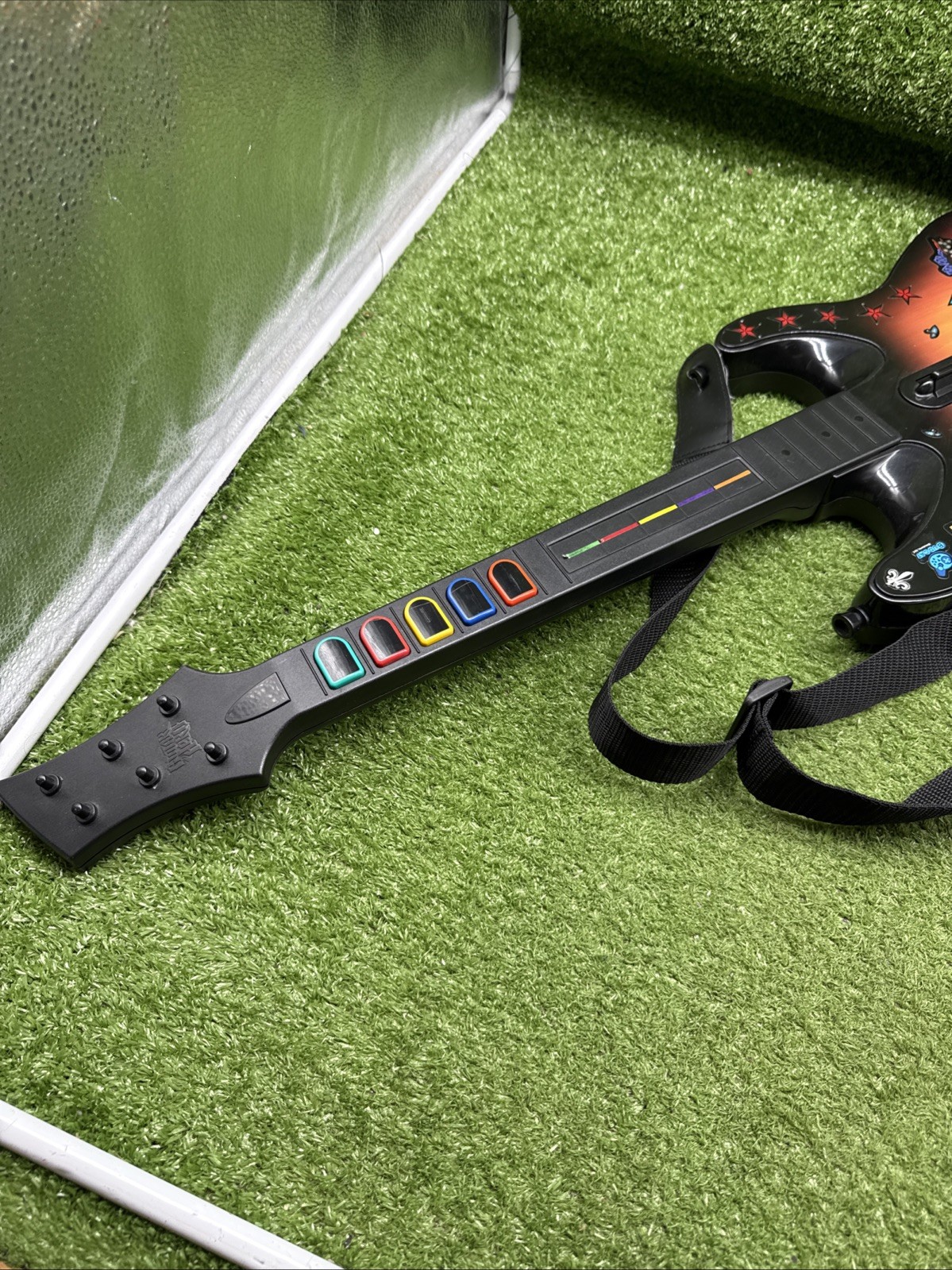 TESTED Nintendo Wii Guitar Hero Wireless Sunburst Guitar 95455.805 w/ Back Cover