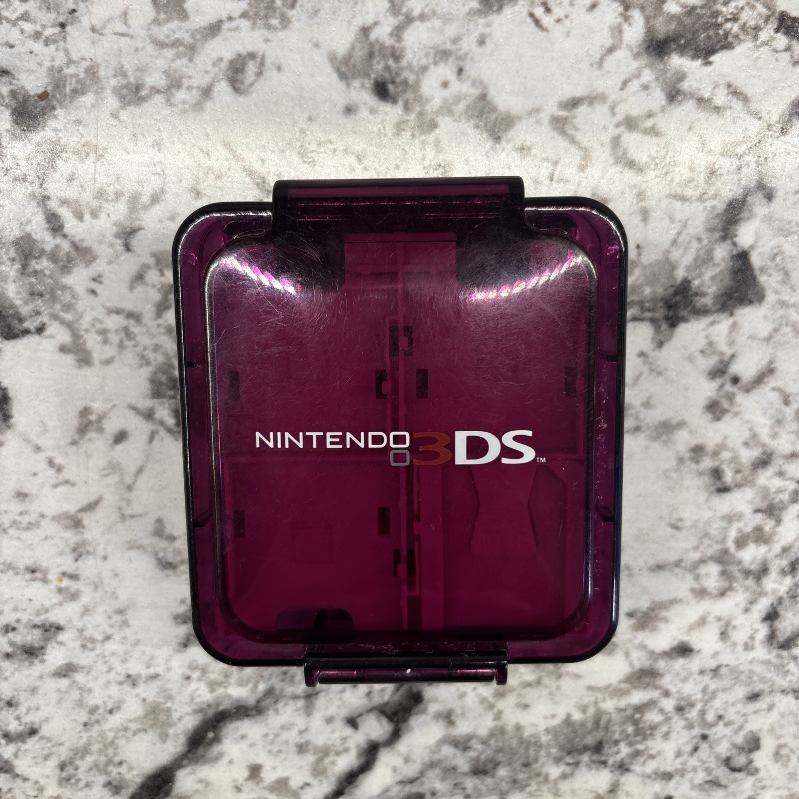 Nintendo 3DS Purple Compact Cartridge Storage Case Clear Holds Stores 16 Games