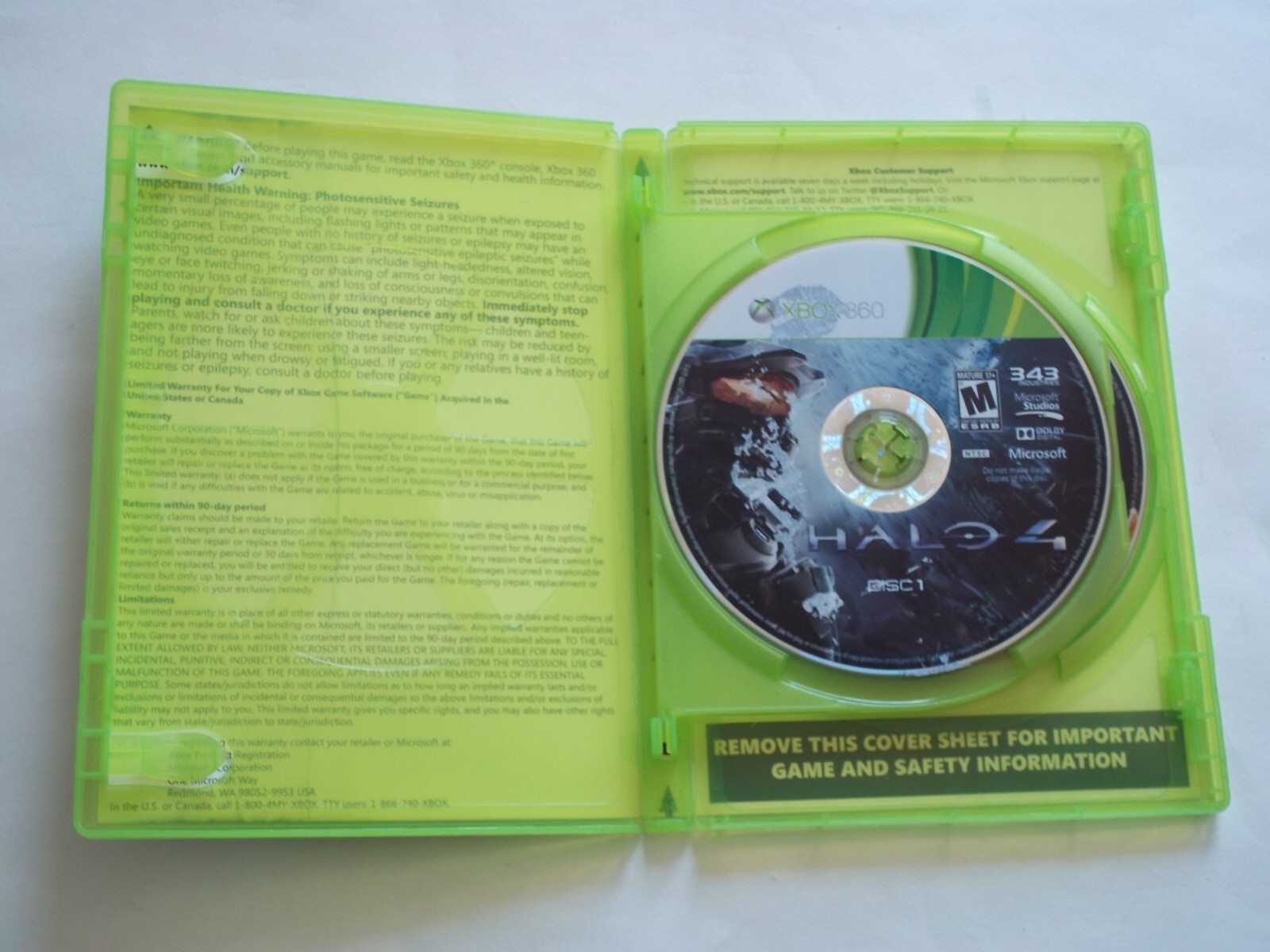 HALO 4 – Rated M – XBOX 360 Game Disc X2 & Case 343 Industries Microsoft Studios