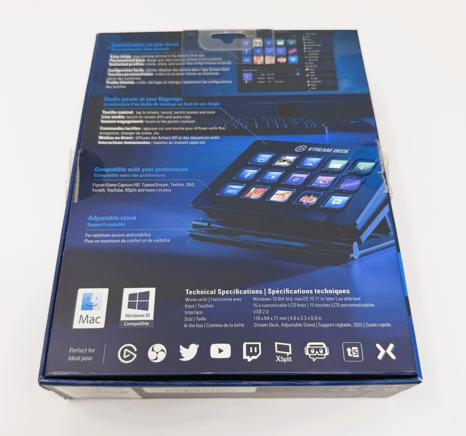 Elgato Stream Deck 15 Key Live Content Creation Controller Boxed Stand
