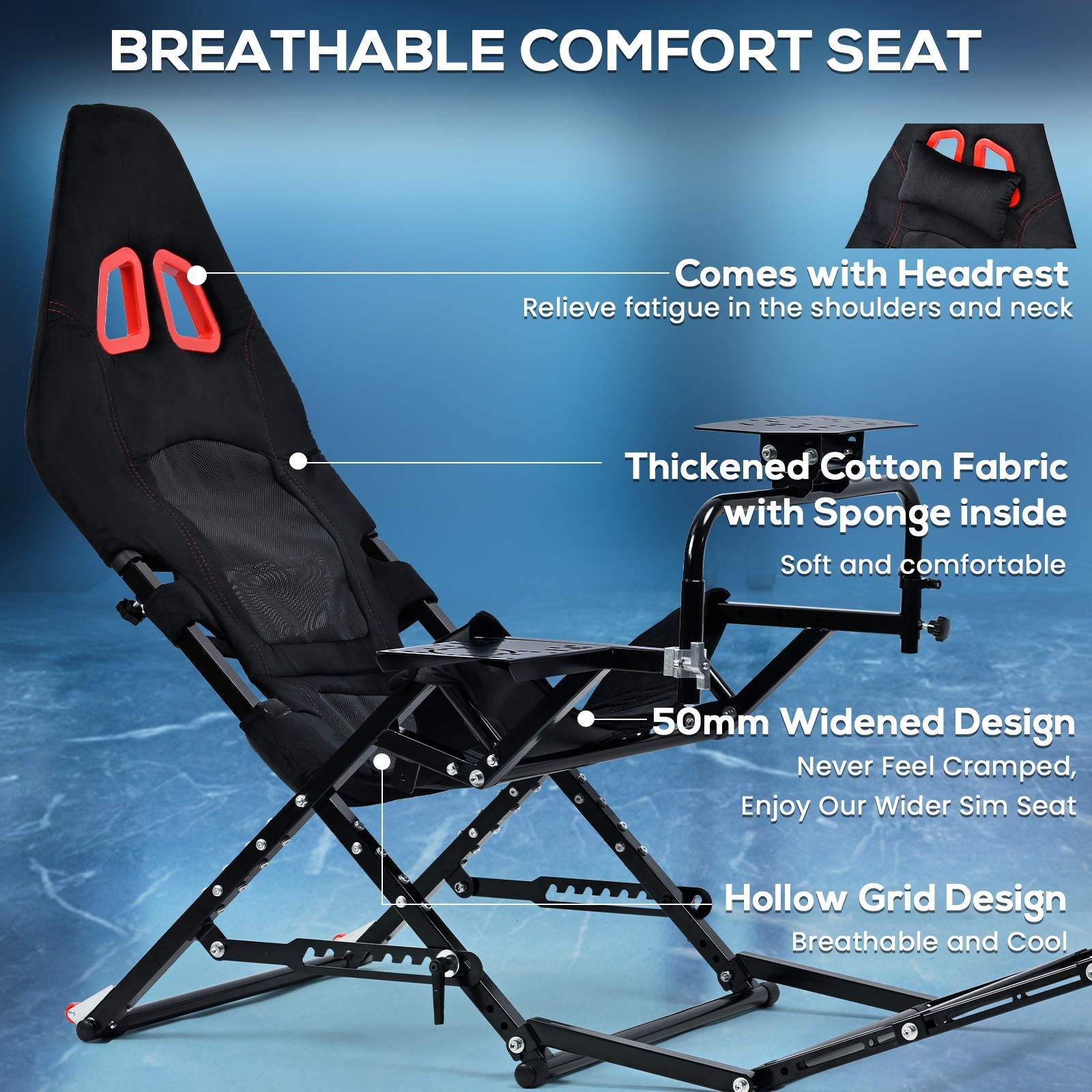 Minneer Foldable Racing Simulator Cockpit Fit Logitech G29G923 Moza Thrustmaster