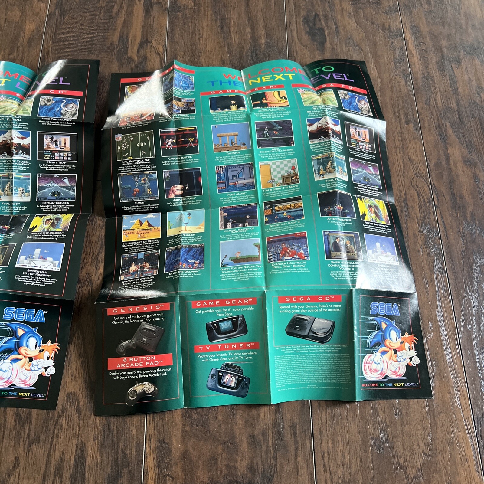 2 Jurassic Park Sega Genesis / Game Gear 1993 Fold Out Insert Poster Both GUC