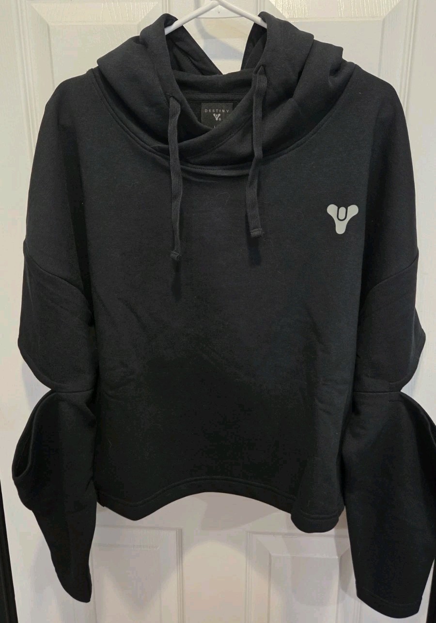 Destiny Hooded Pullover Hoodie Sweatshirt Logo Graphic Size L/G Black