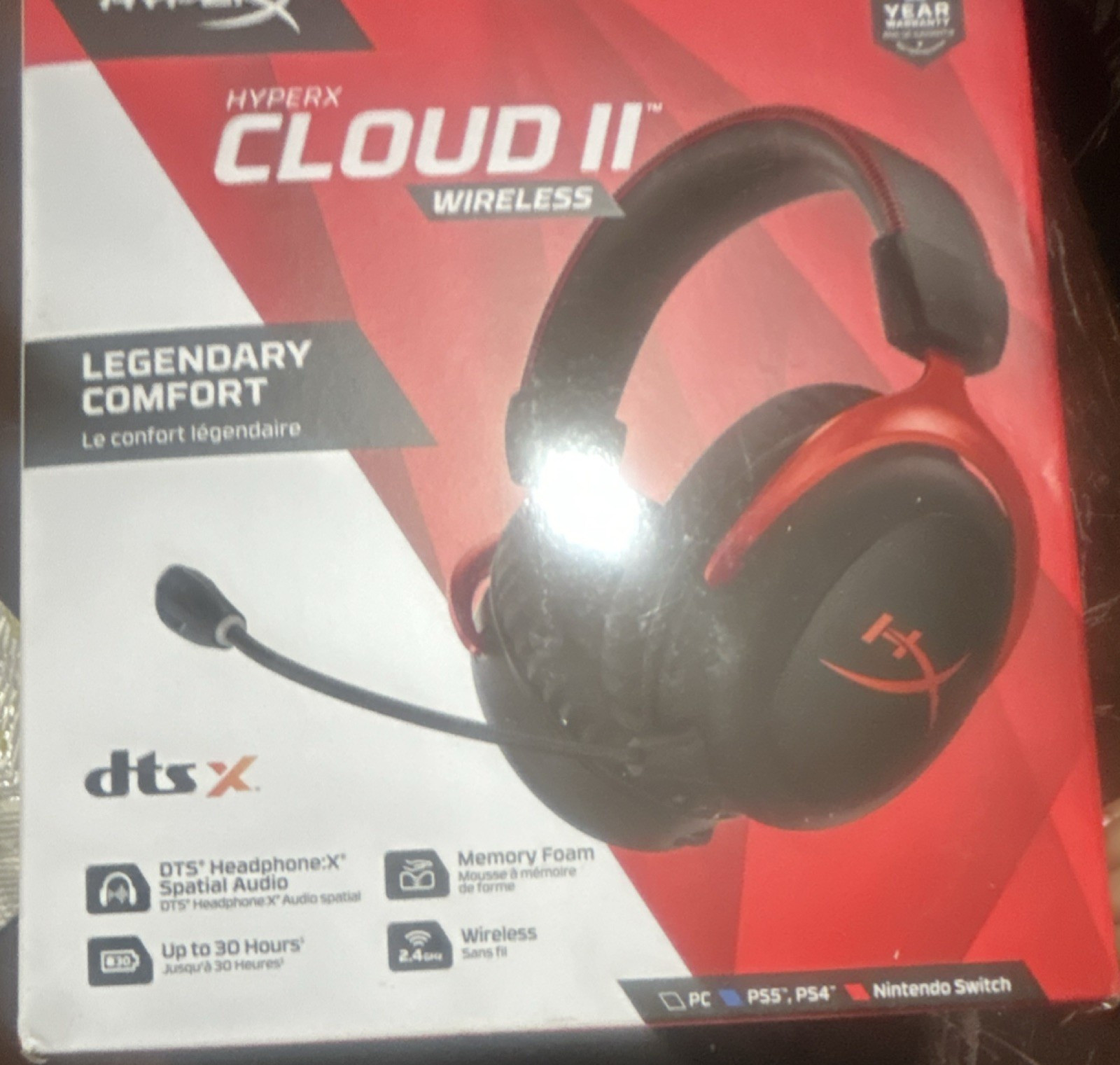 HyperX Cloud II Wireless 2.4GHz DTS Headphone:X Boom Mic Headset Black/Red