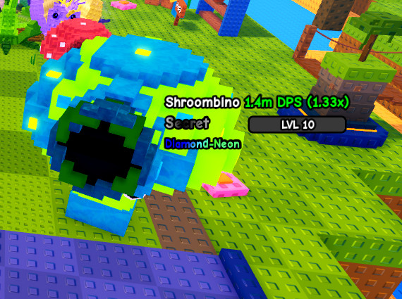 Plants Vs Brainrots Roblox Mutated Neon-Diamond Shroombino 1.5Mil DPS MAX LVL