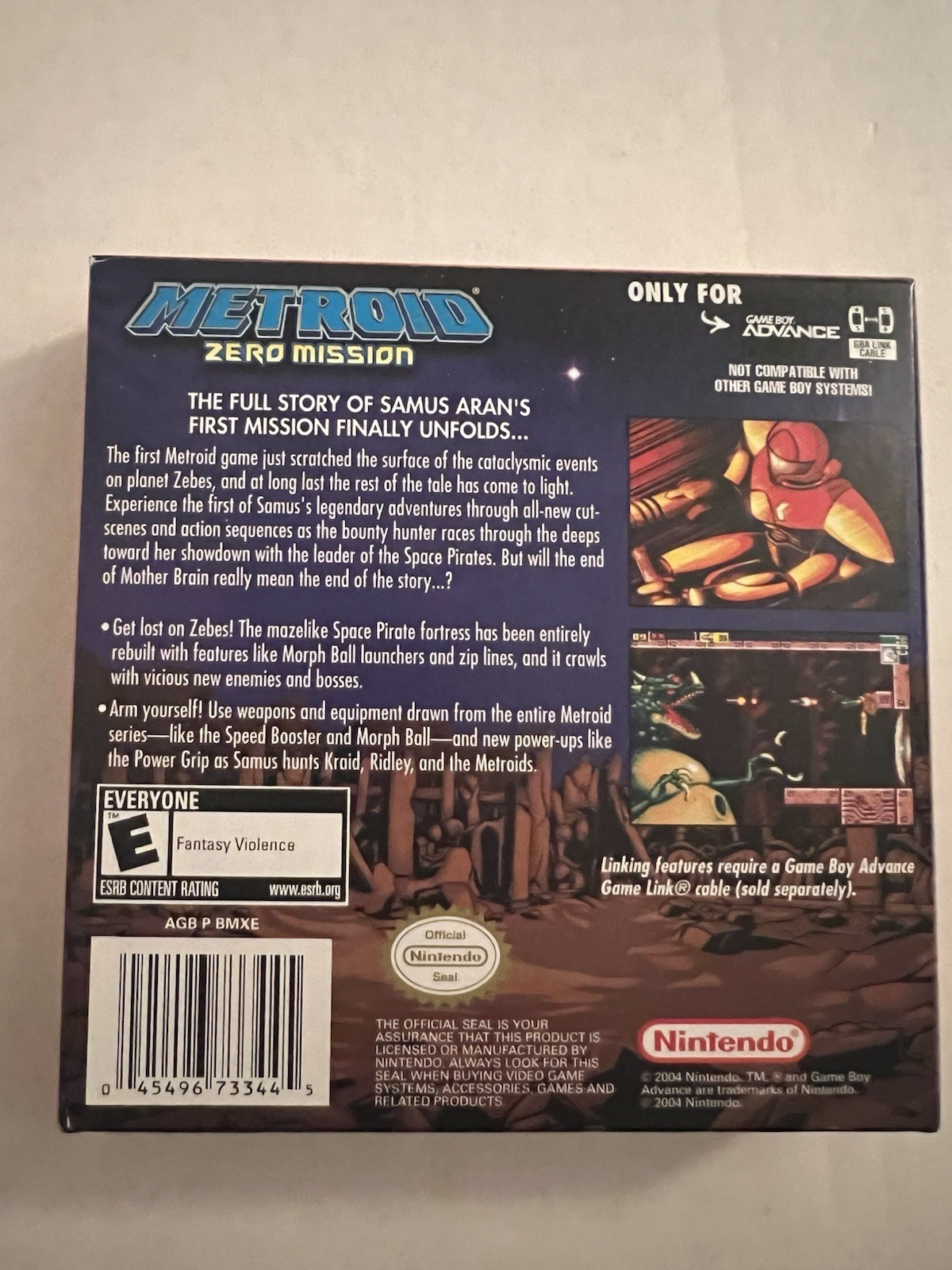 Nintendo Metroid: Zero Mission GBA NTSC-U/C 2004 E Manual Included CIB