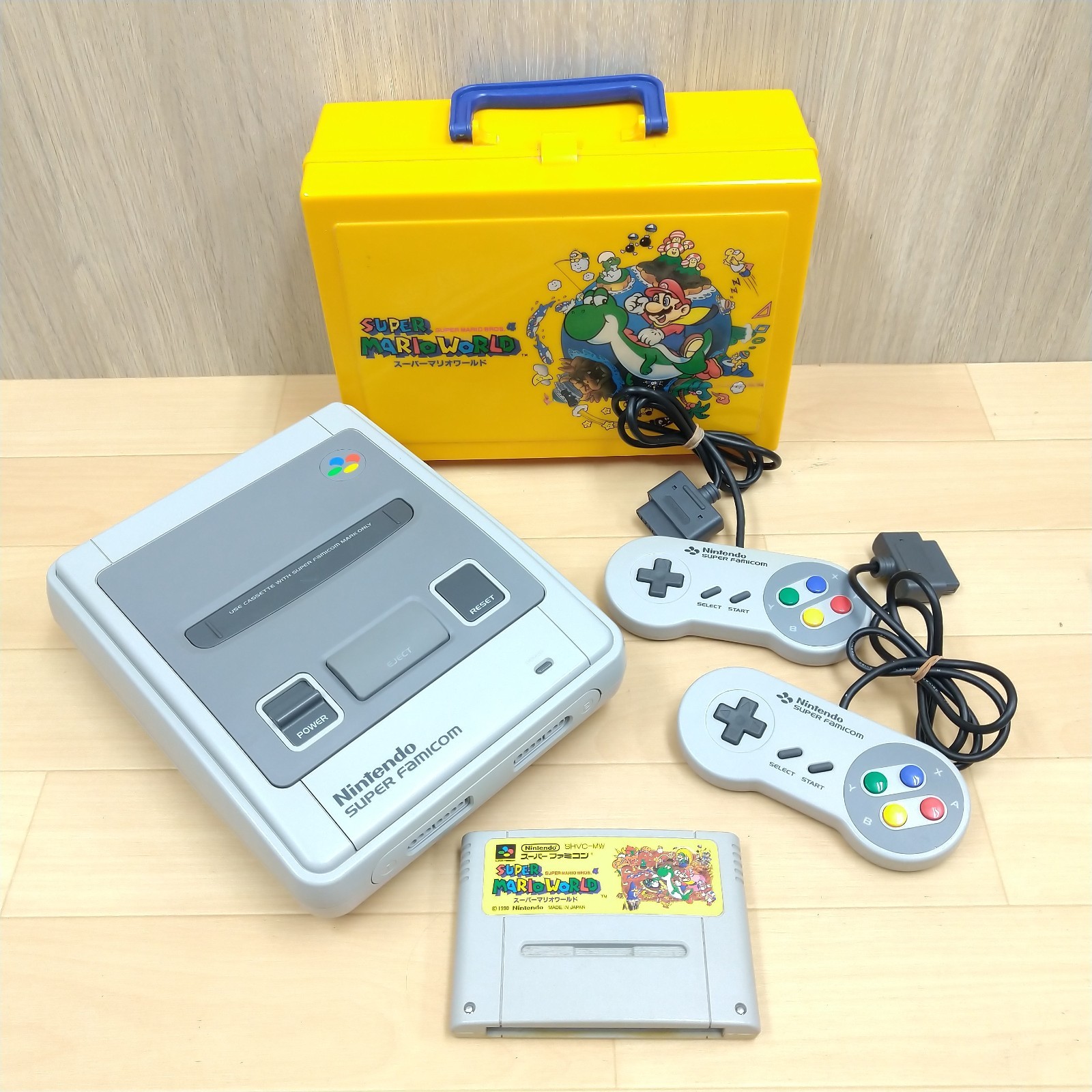 Nintendo Super Famicom Console with Mario World Storage Case & Japanese Game