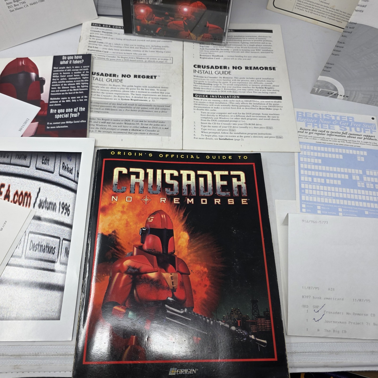 TIME CAPSULE Crusader No Remorse PC Big Box Complete CIB + No Regret Game LOT