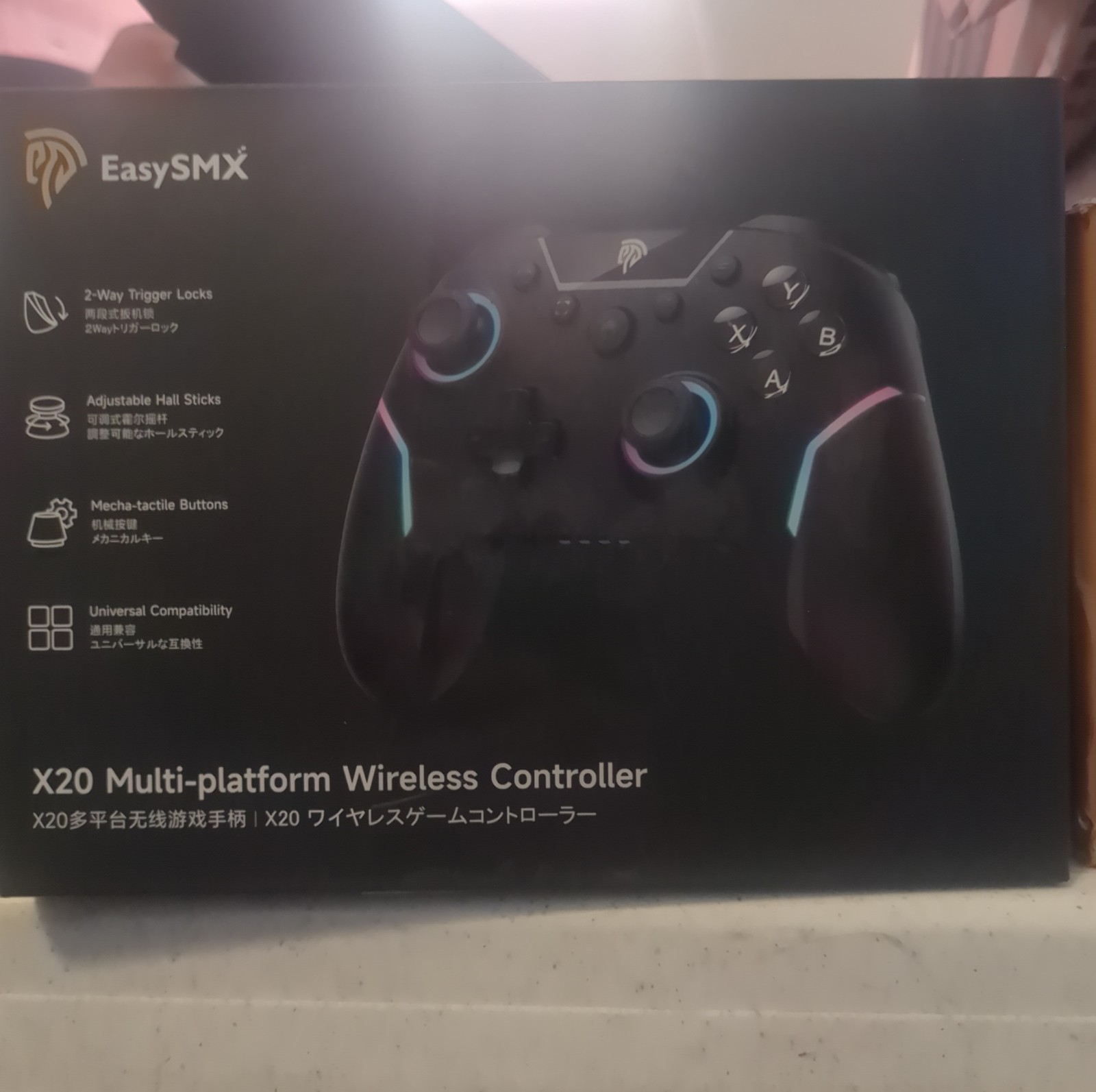 EasySMX X20 Wireless Gaming Controller with RGB Backlit, 2-Stage Hall Effect Sti