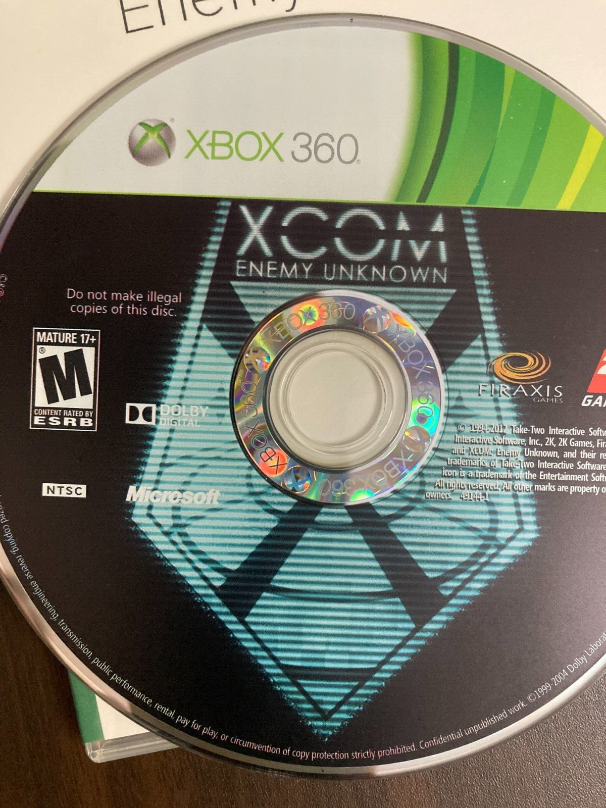 XCom Enemy Unknown (XBox 360) tested works! free shipping!