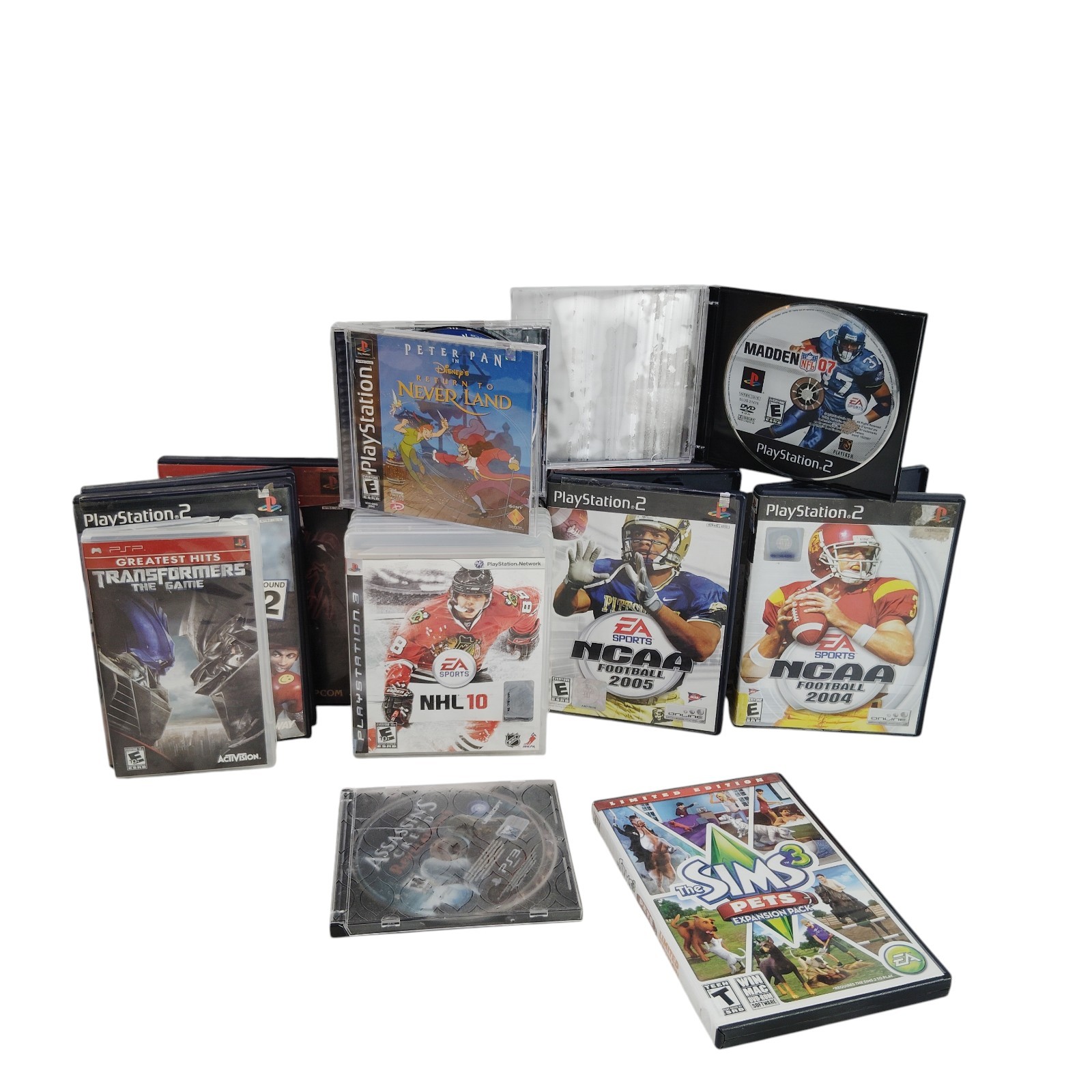 Lot of 17 Playstation 1-2-3 Video Games Neverland Madden NCAA Football & Cases