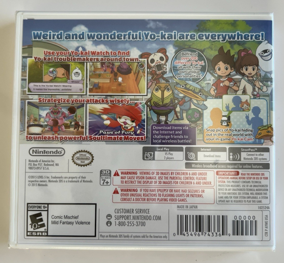 Yo-Kai Watch (Nintendo 3DS, 2015) Brand New! Factory Sealed! Rare!!!
