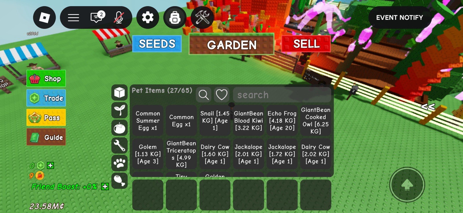In-Game Pet Items Inventory (ALL PETS INCLUDED)