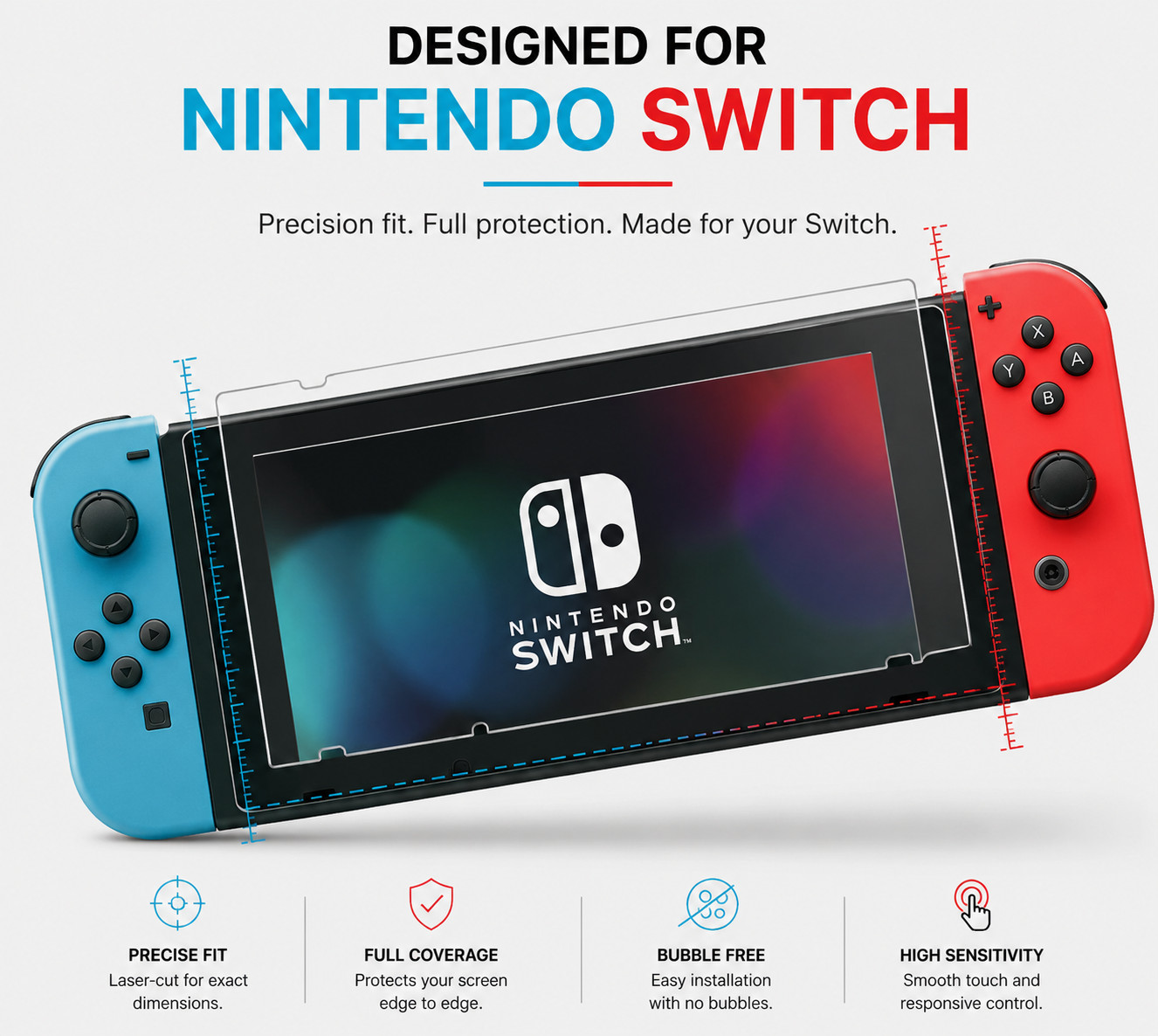 (3 pack) For Nintendo Switch Premium Screen Protector Ultra Clear HD