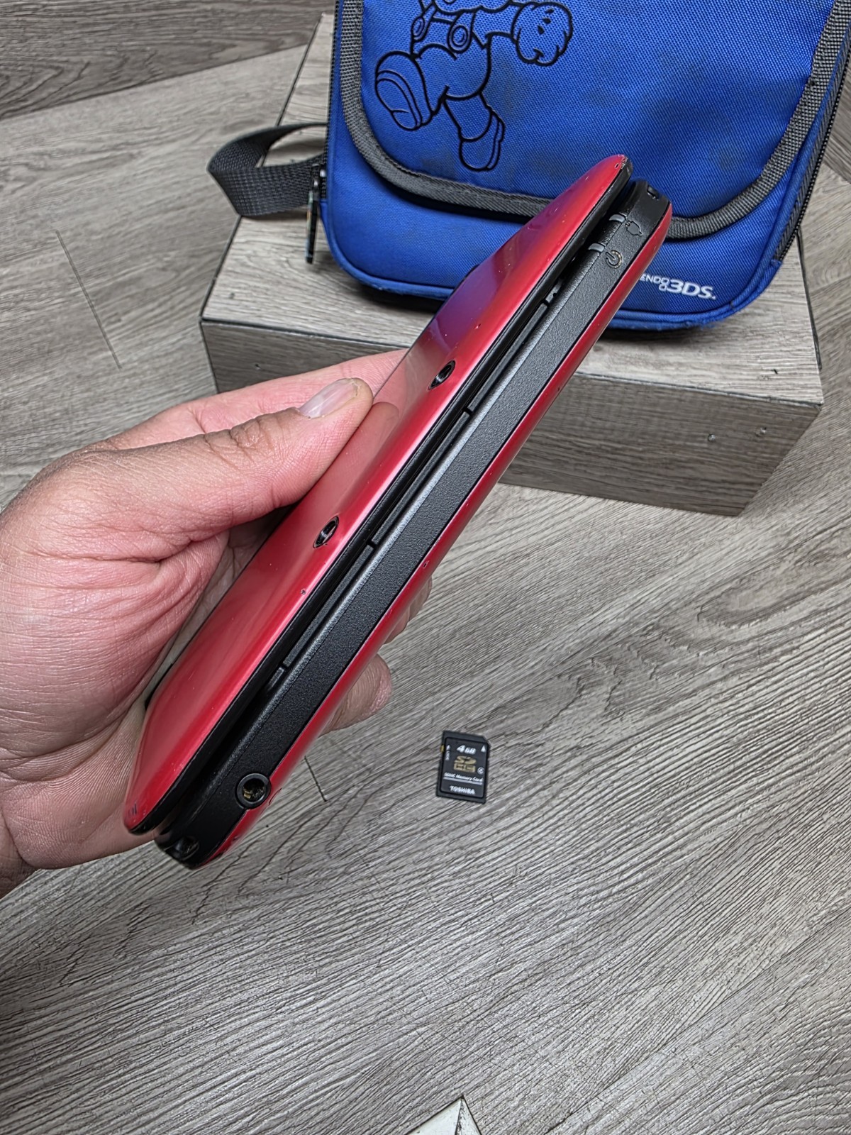 Nintendo 3DS XL SPR-001 Handheld Console Flame Red & Black with Carrying Case