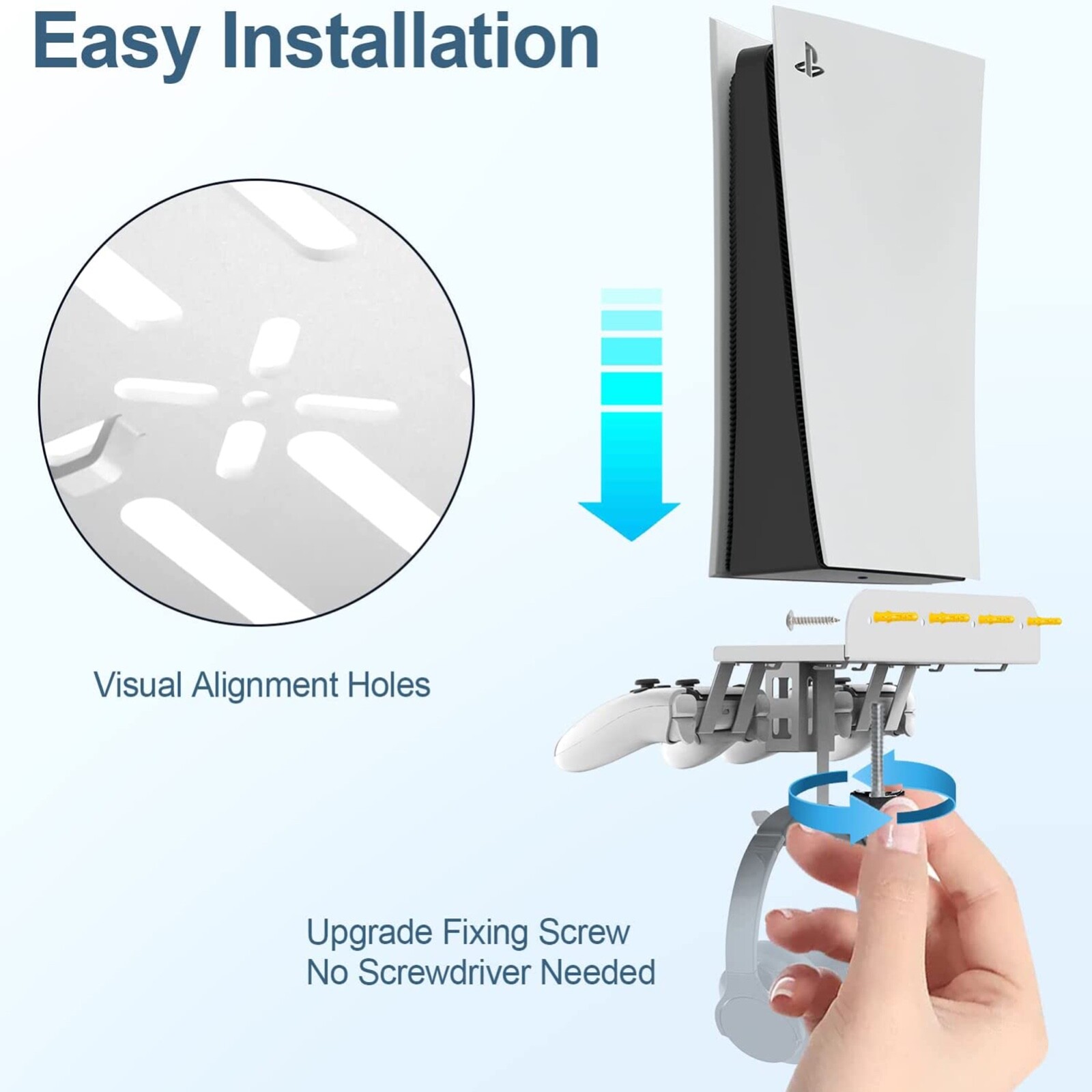 For PS5 Wall Mount Kit – 6 in 1 Wall Mount, Heavy Duty Metal Mount Holder NEW US