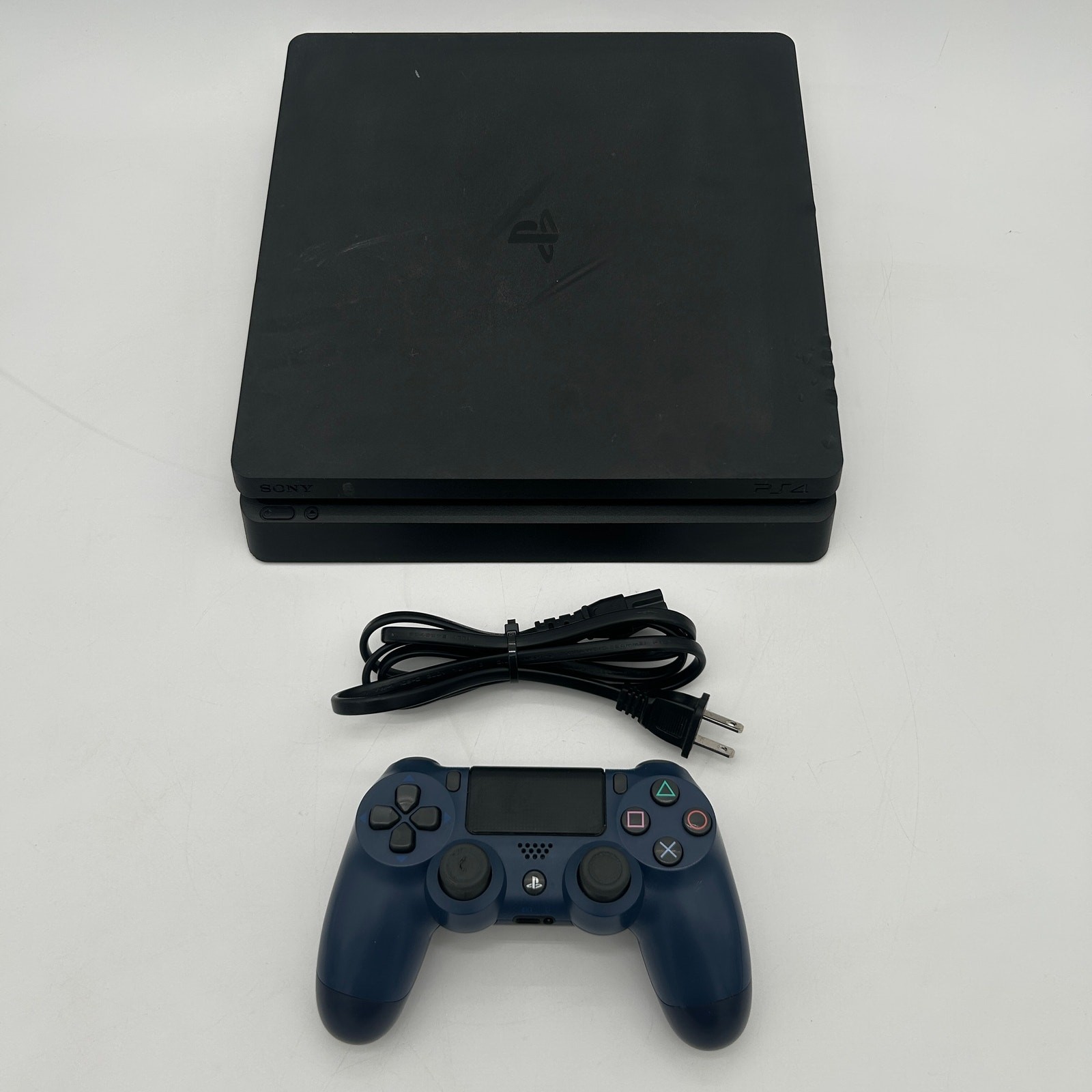 Sony PS4 Slim Console 2215A 500GB w/ Blue DualShock 4 Controller & Power Cable