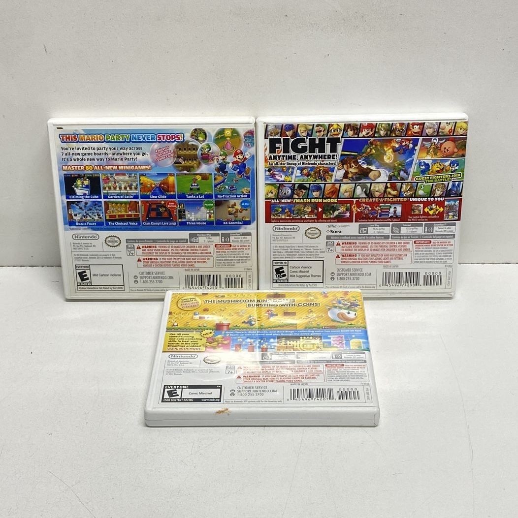 Super Smash Bros New Super Mario Bros 2 Paper Mario Sticker Star 3DS Game Lot