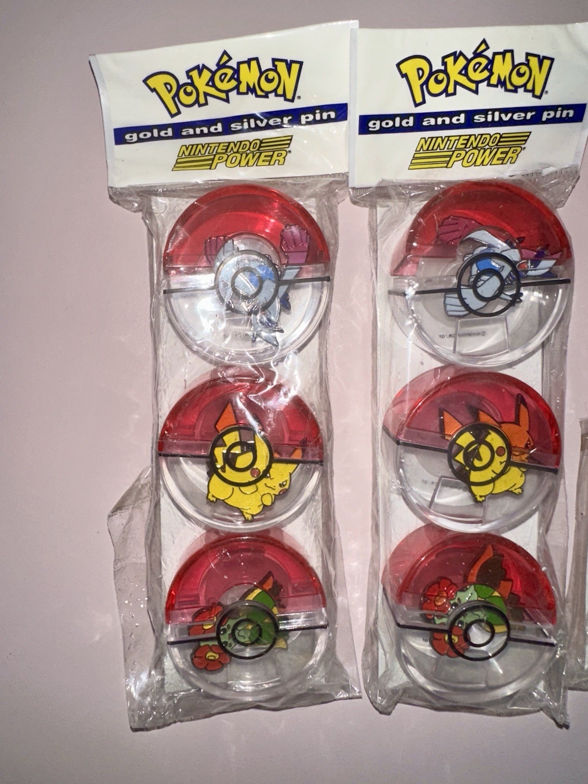 3 2000 Pokémon Nintendo Power Gold & Silver Pin Set Vintage Promo Pikachu Lugia