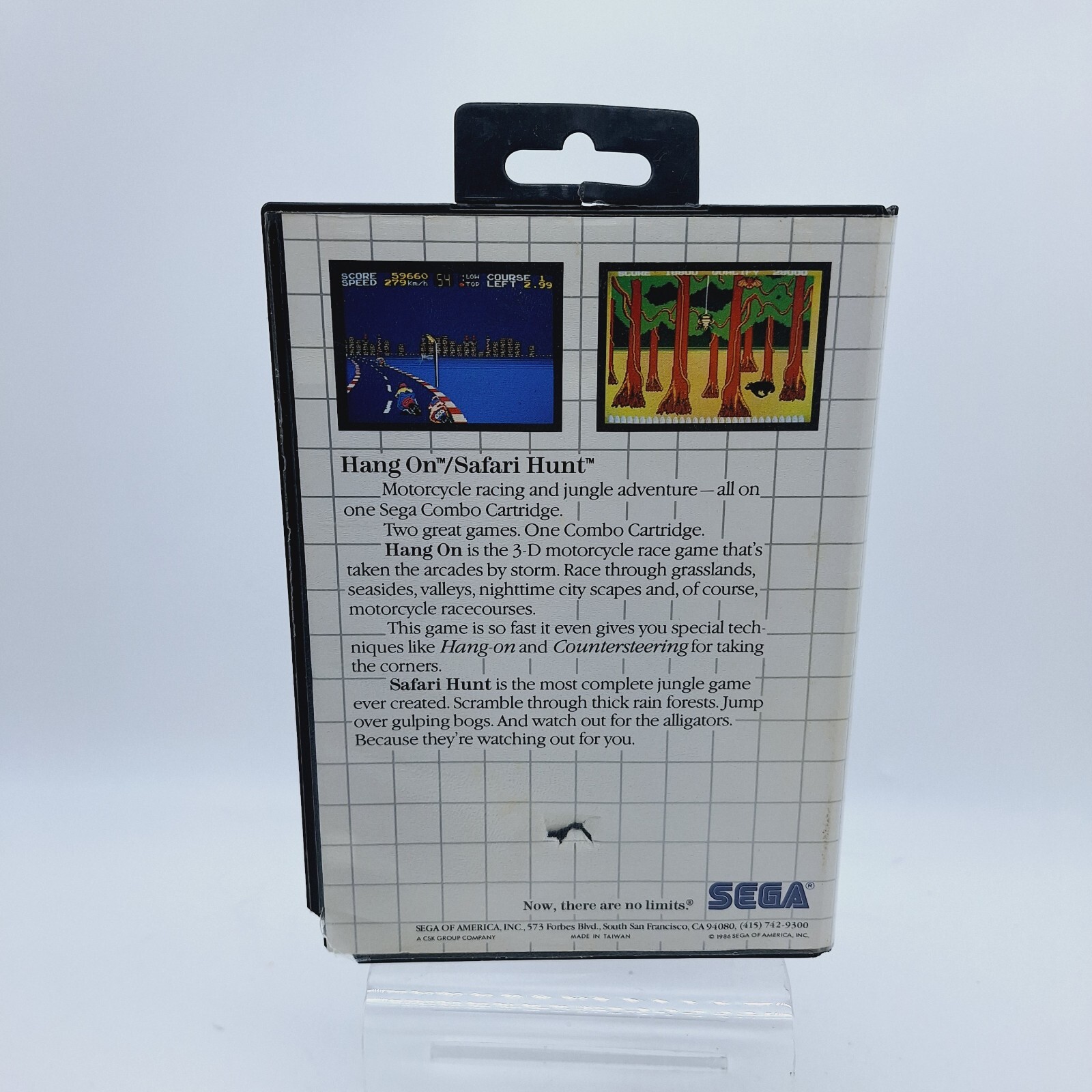 Hang-On / Safari Hunt (Sega Master) Cartridge Case and Manual CIB