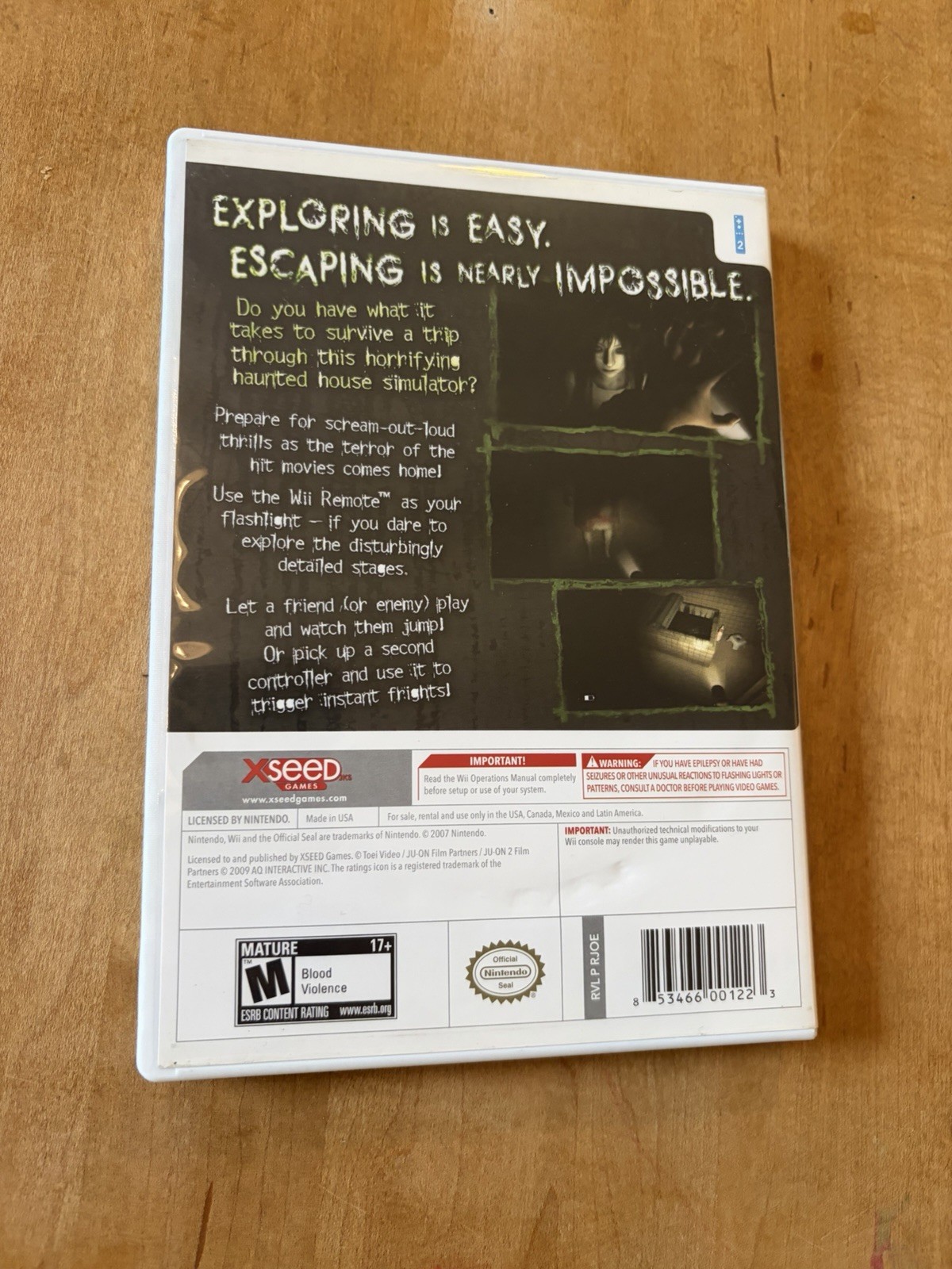 Ju-On the Grudge Nintendo Wii Complete With Game In Case With Manual