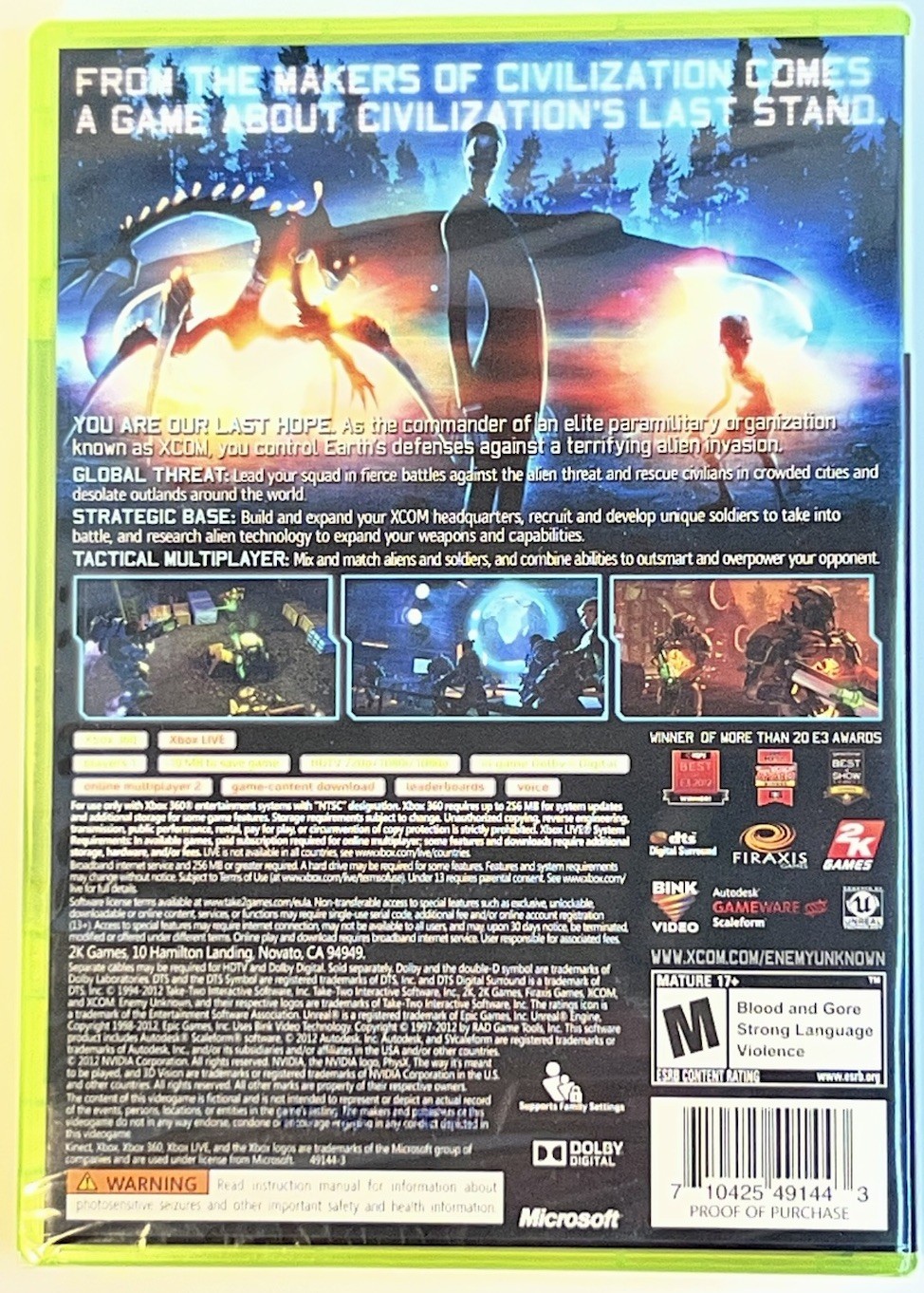 XCOM: ENEMY UNKNOWN for Microsoft XBOX 360 (2013) Brand New & Fasctory Sealed!