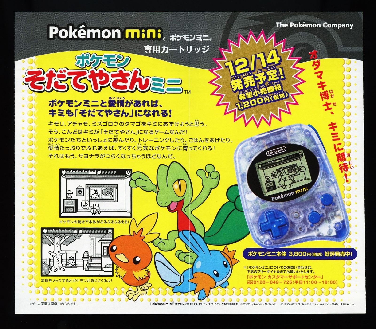 Japanese Pokemon Mini Promotional Fold-Out Advertisement Insert