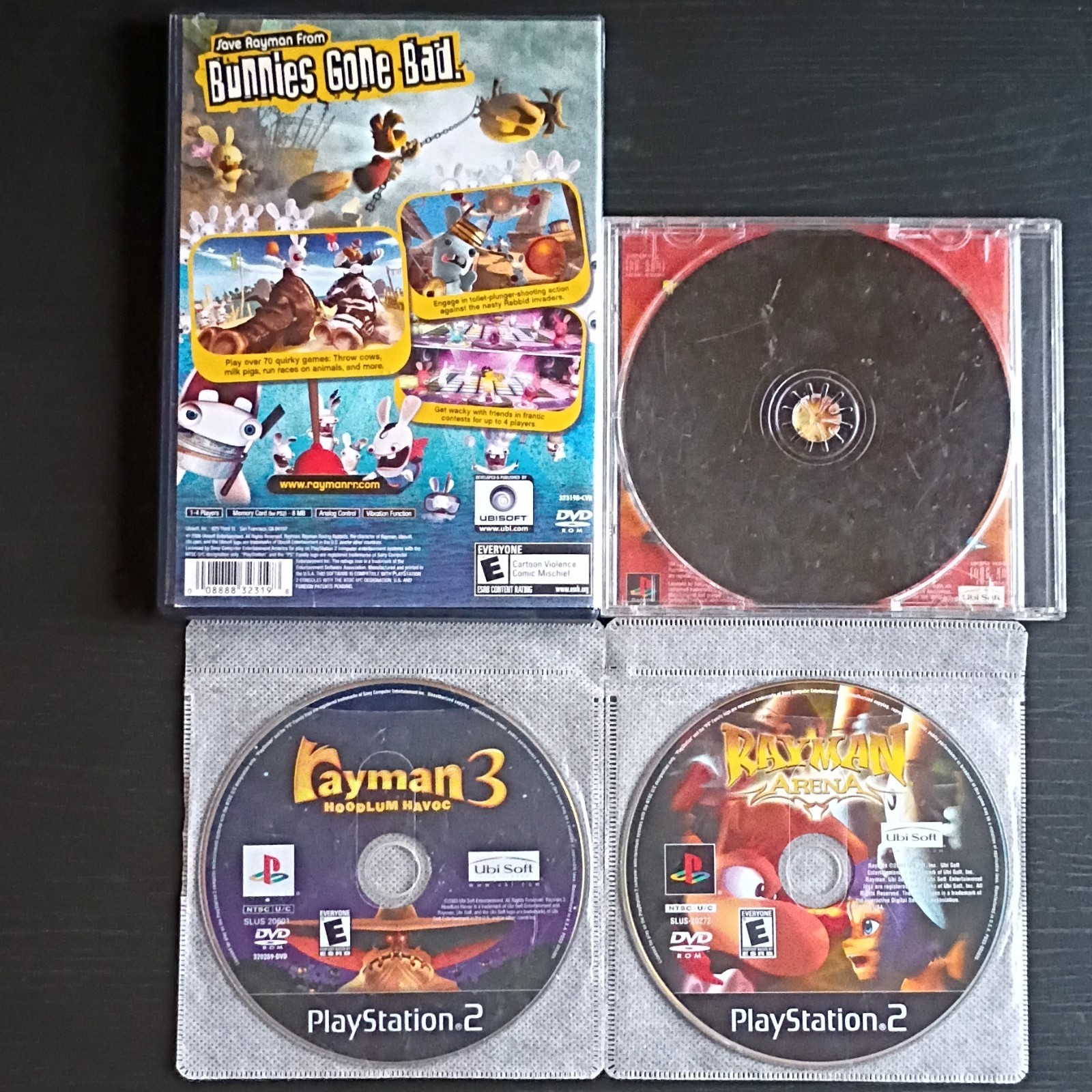 PS2 & PS1 Rayman Lovers’ Lot-Rayman 3, Rush, Arena & Raving Rabbids (All Tested)