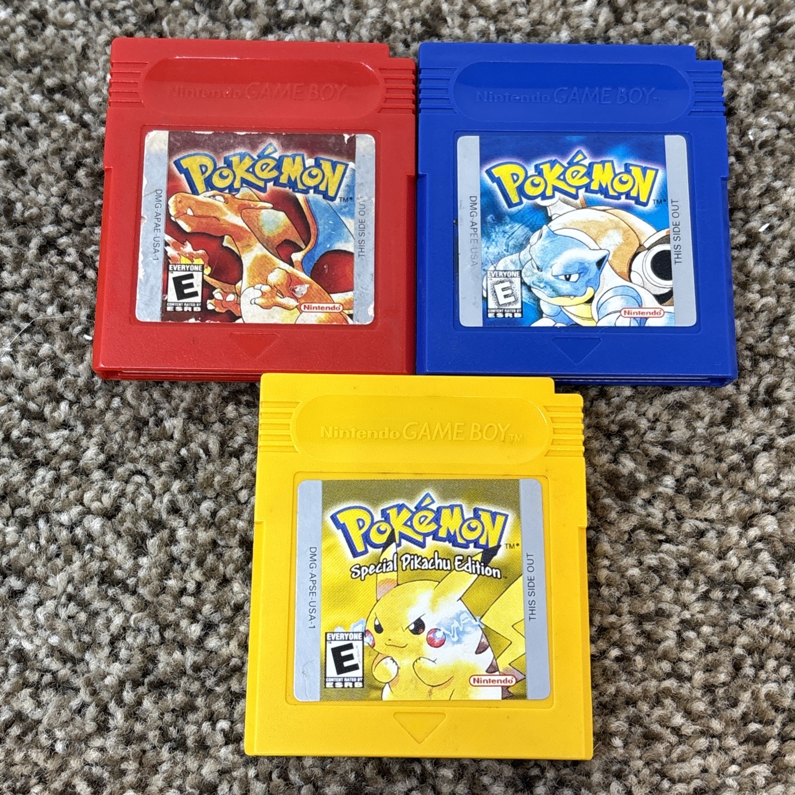 Pokemon Blue Red Yellow Gameboy Game Boy Authentic NEW BATTERY