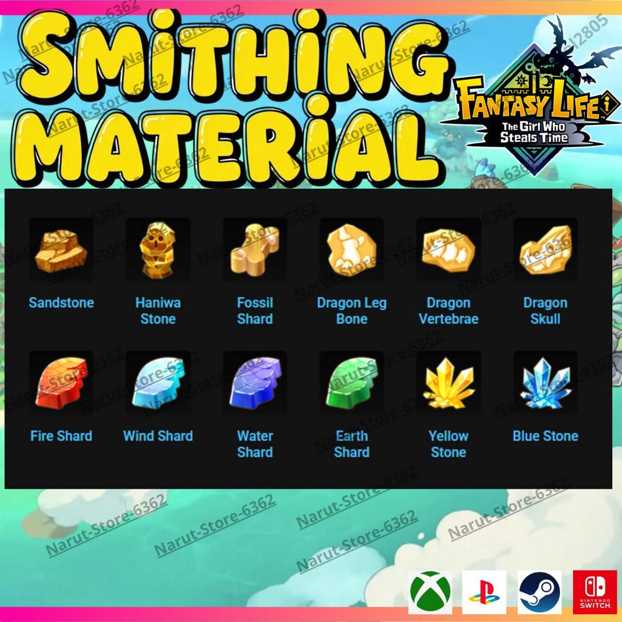 Fantasy Life I: Smithing Material Bundle🌟 crafting The Girl Who Steals the Time