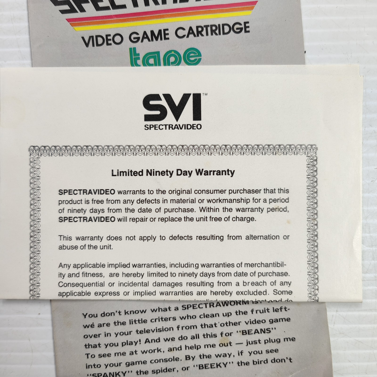 Atari 2600 Tape Worm Game Spectravision 1982 CIB Complete in Box Collector Item
