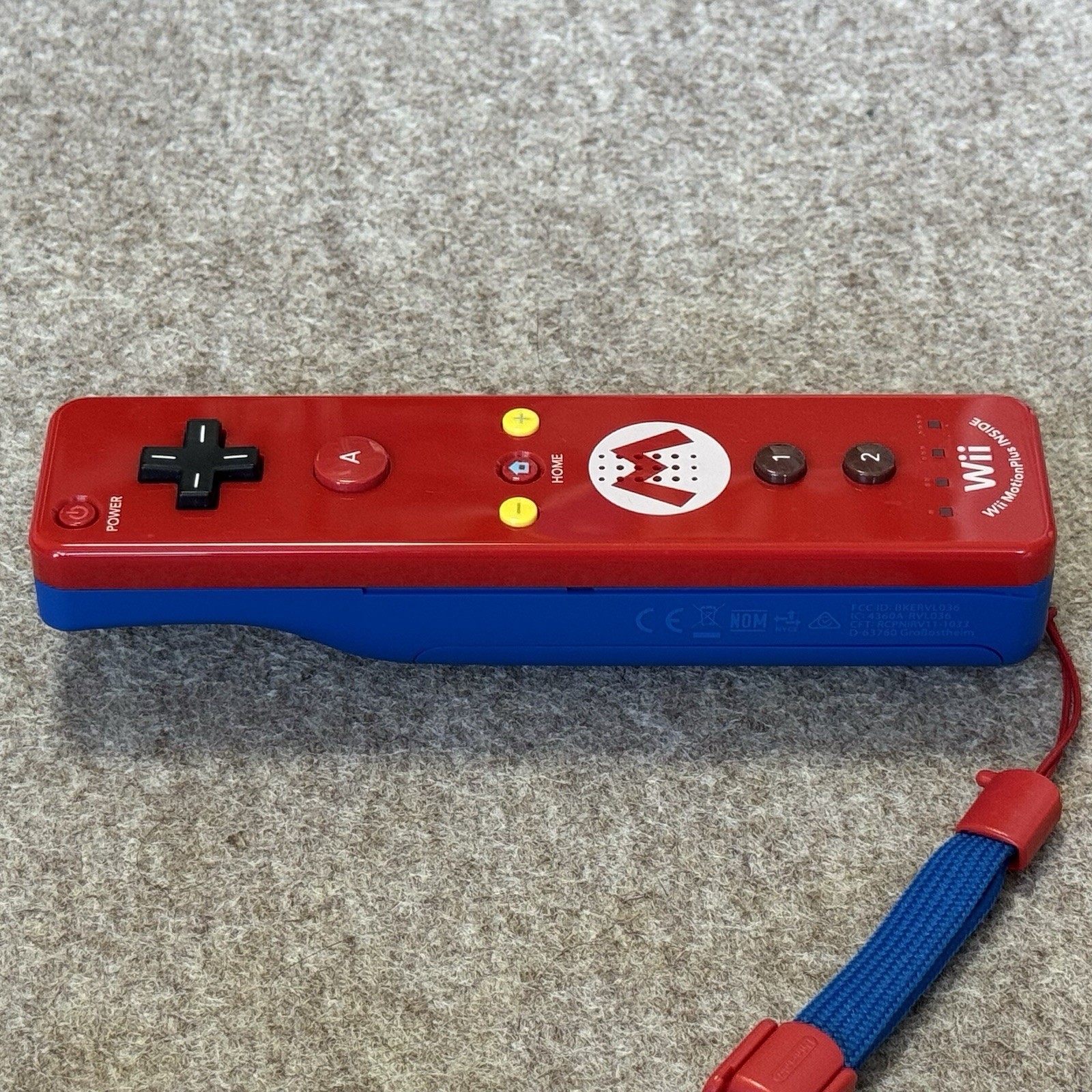 Nintendo Wii U Mario Red & Blue Remote Plus Controller + Sleeve & Strap RVL-036