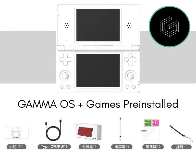 GAMMA OS – ANBERNIC RG DS Dual-Screen Retro Handheld Game Console 4″IPS Gift
