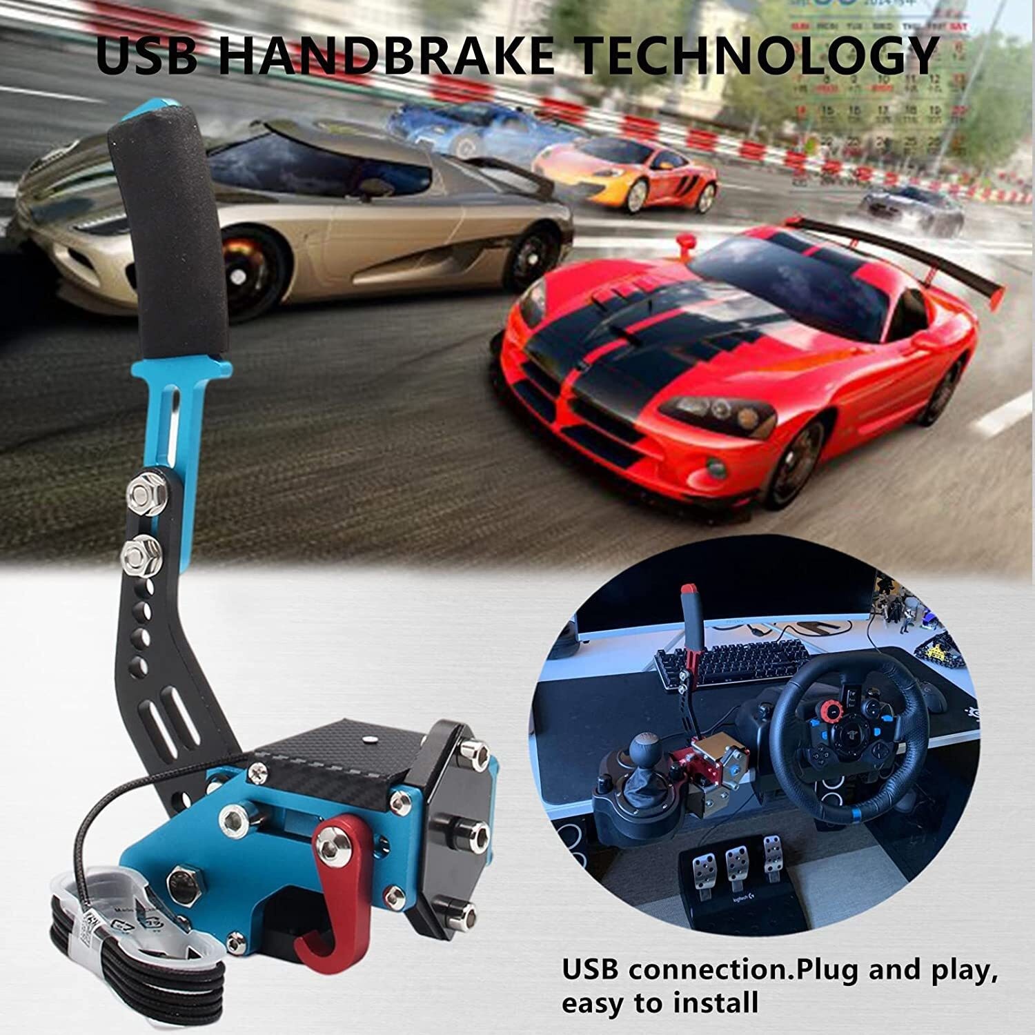 64 Bit USB PC Handbrake SIM for Racing Games G25/27/29 T500 T300 G923 G920 New