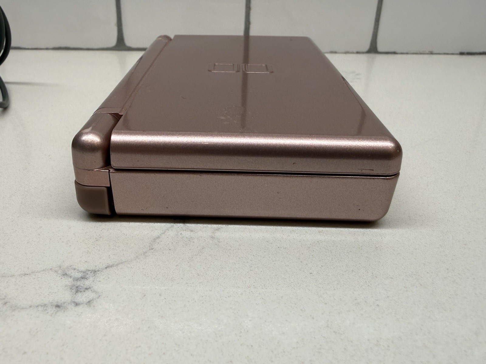 Nintendo DS Lite Handheld Console Metallic Rose W/ Charger + 2 Games FOR PARTS