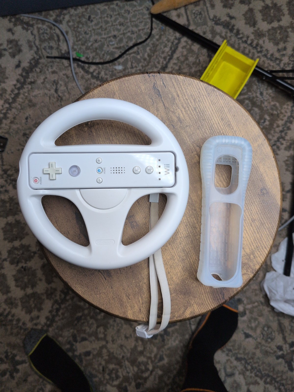 Nintendo Wii Controller RVL-003 with Steering Wheel White Wiimote for Mario Kart