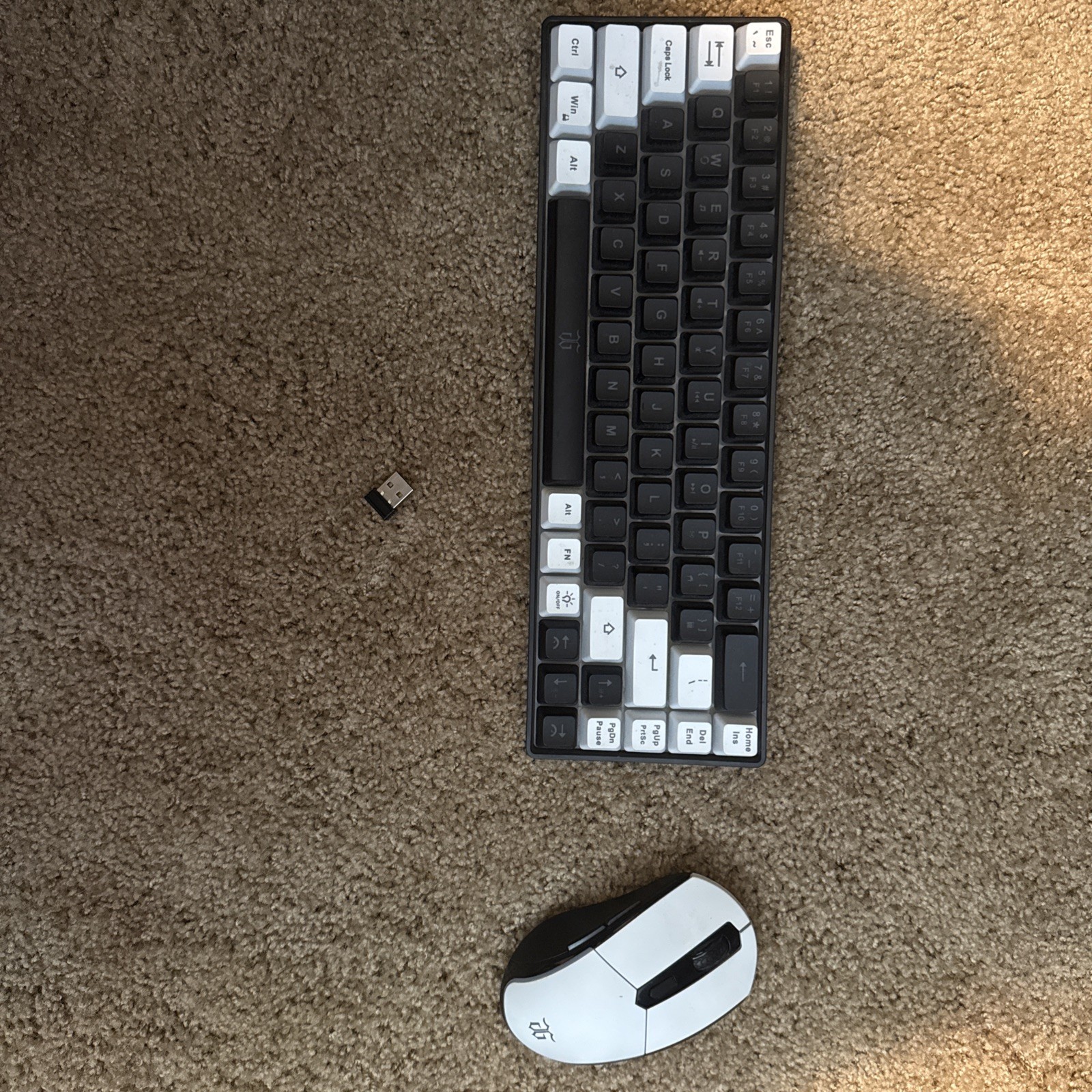 Black And White Wireless Mouse/Wired Keyboard And Black/White Large Mouse Pad