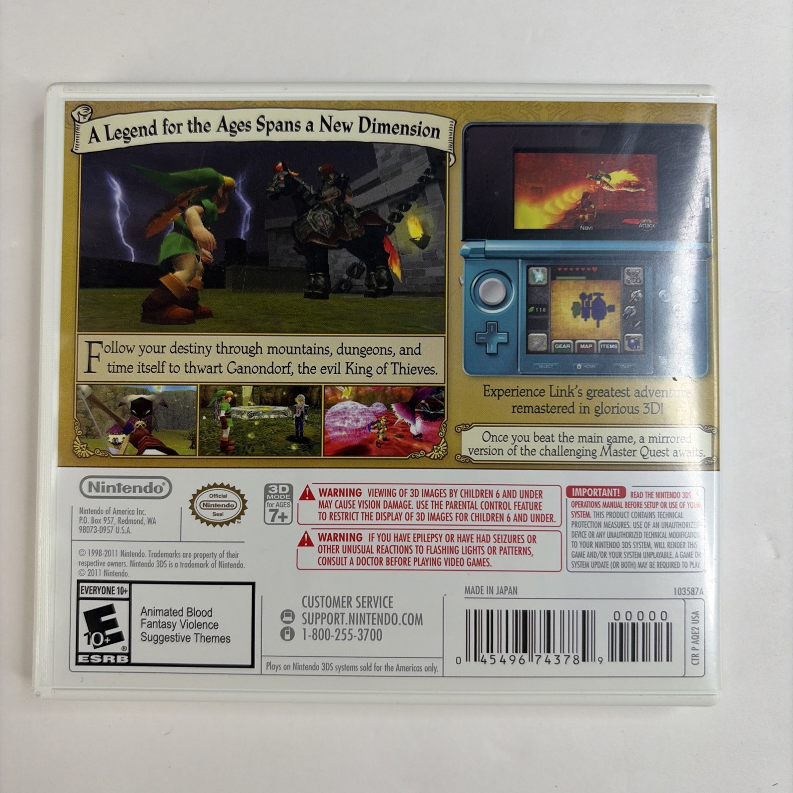 Nintendo The Legend of Zelda: Ocarina of Time 3D 3DS w/ Manual Cib Box
