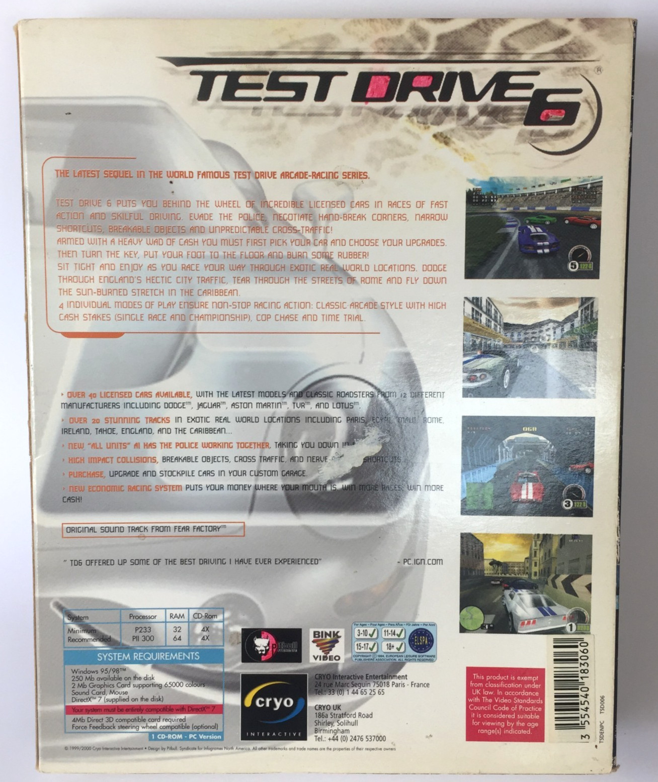Cryo Interactive Test Drive 6 PC- CD-ROM Racing Game- European Distribution 2000