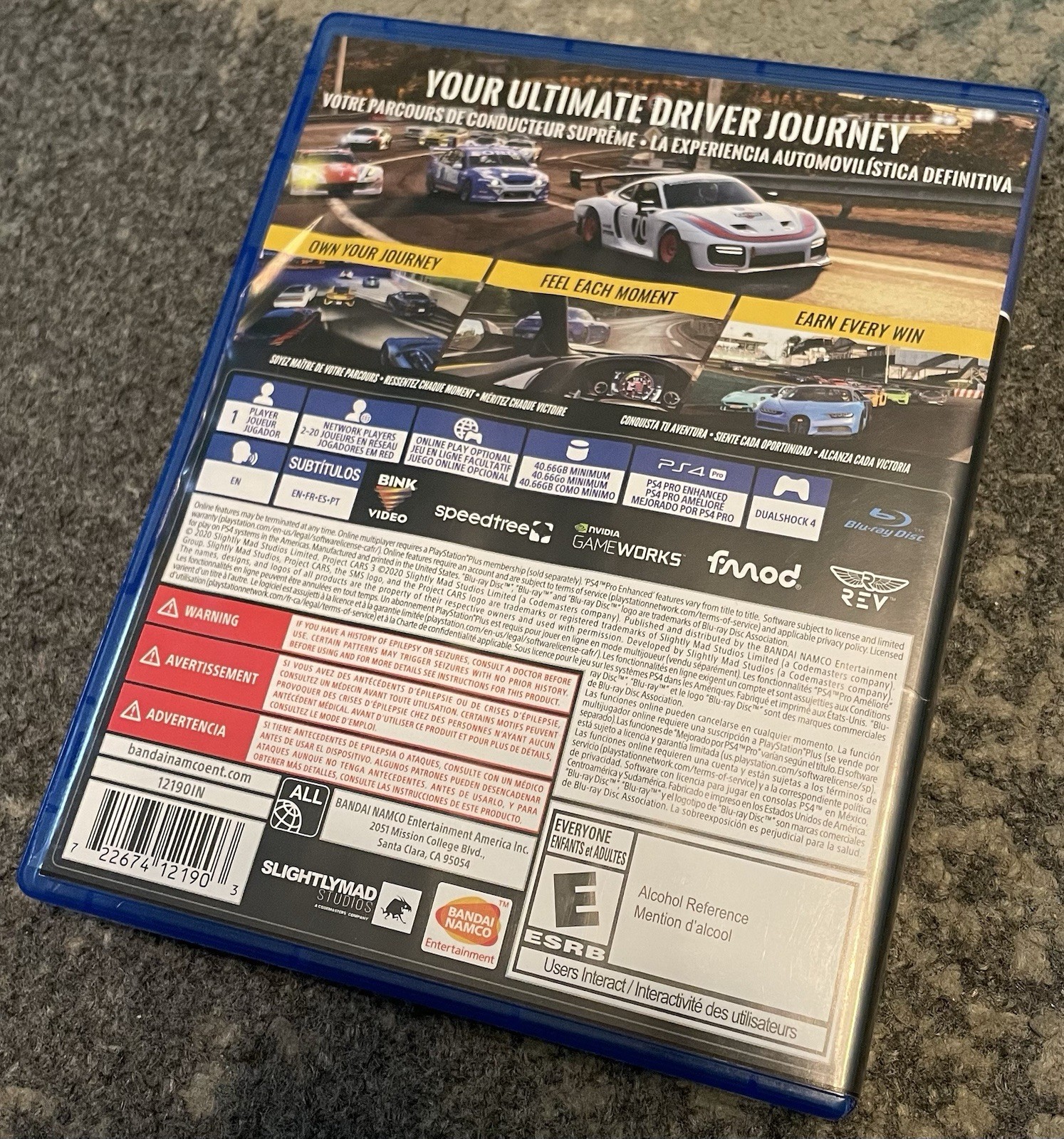 BANDAI NAMCO Project CARS 3 PS4 PS5 Car Racing Driving Video Game Multiplayer