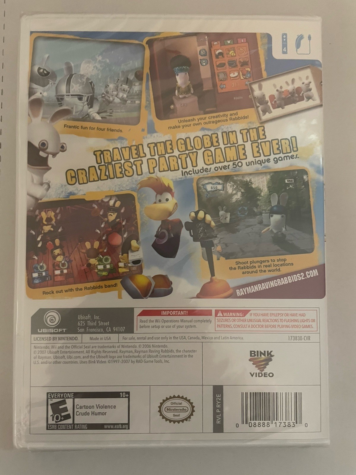 Nintendo Wii Rayman Raving Rabbids 2 – NEW – SEALED –