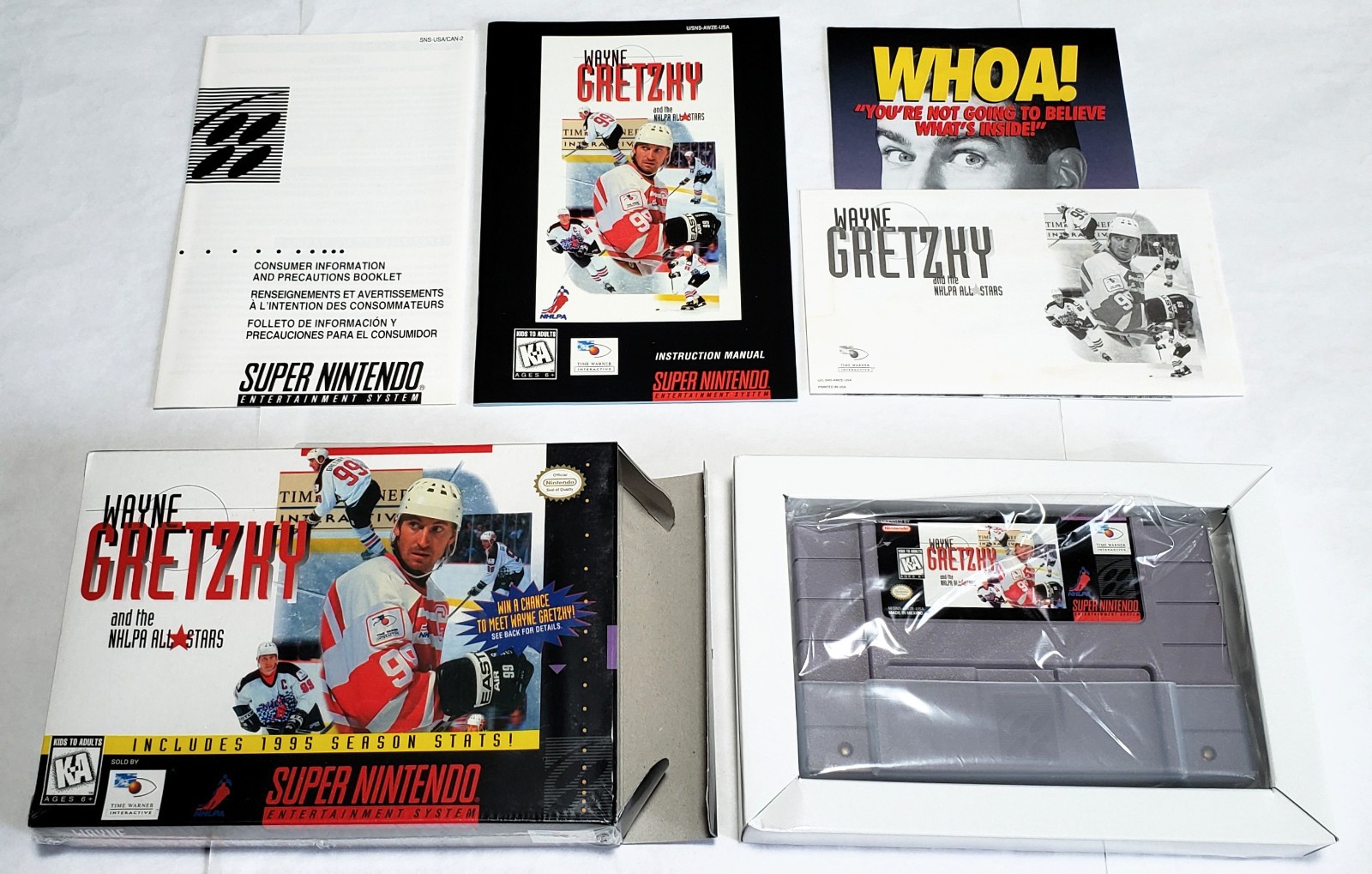 Wayne Gretzky & The NHLPA All-Stars (Super Nintendo, 1995) 100% Complete!! SNES