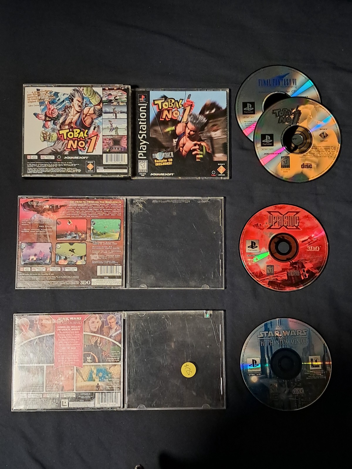 PS1 Playstation 1 Lot Tobal Star Wars Uprising No Manuals TESTED SCRATCHES READ
