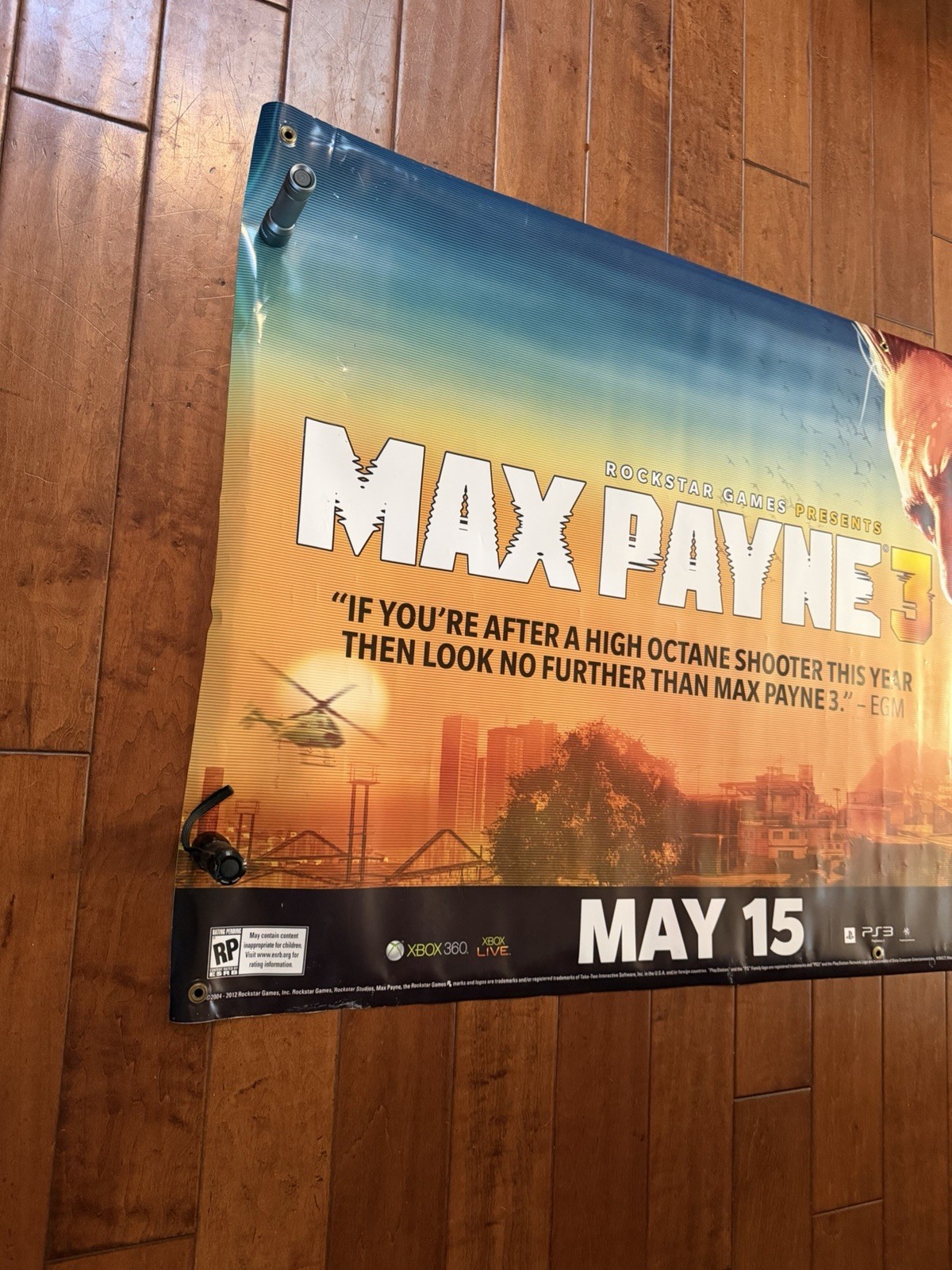 Max Payne 3 Promo Display Vinyl Banner LARGE 36″ X 70″ Store Display Double Side