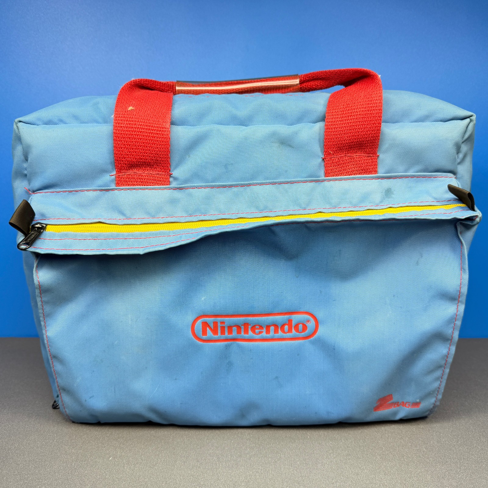 NINTENDO NES SYSTEM CONSOLE Z BAG ZBAG BLUE PADDED TRAVEL CASE BAG OFFICIAL 1988