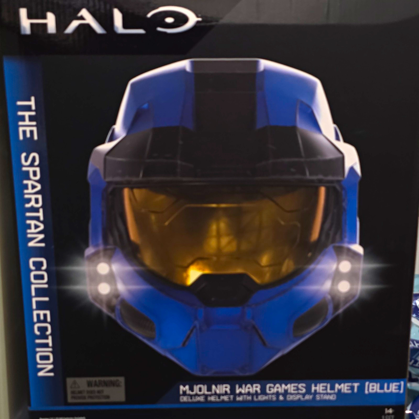 Halo The Spartan Collection Mjolnir War Games Helmet Blue w/ Lights & Stand