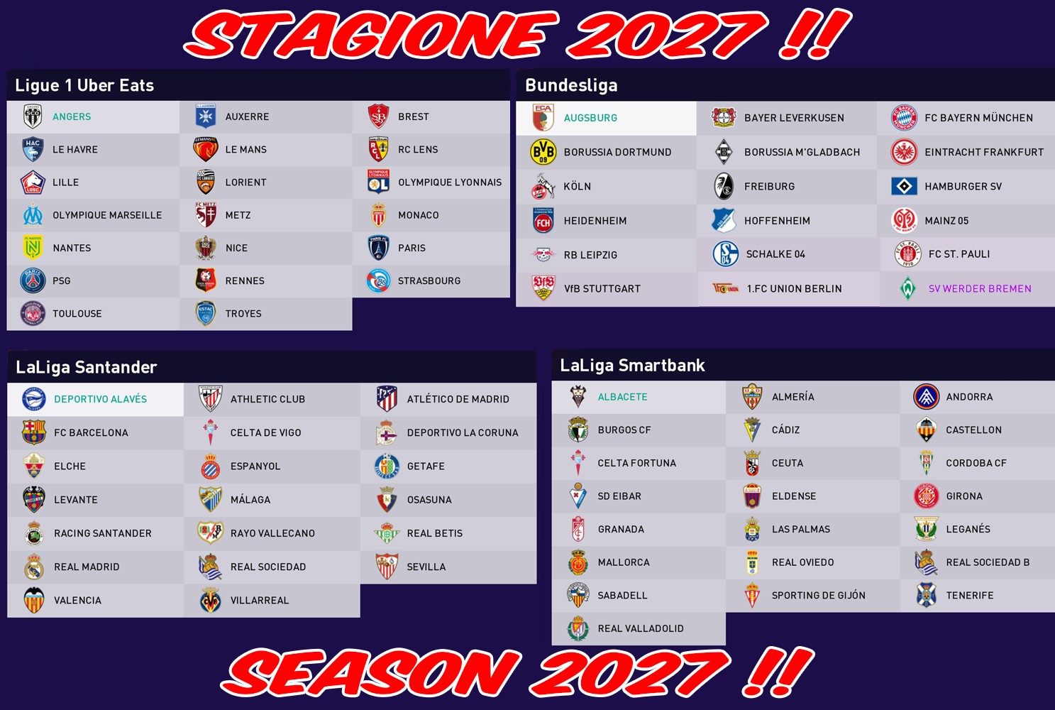 ORIGINAL PATCH – PES 2021 OPTION FILE – AGGIORNAMENTO NUOVA STAGIONE 2024 PS4PS5