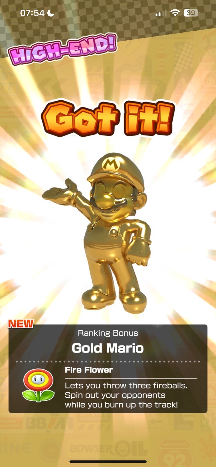 Mario Kart Tour For iOS LVL 38 With 2000 Gems + Gold Mario Exclusive + Tickets